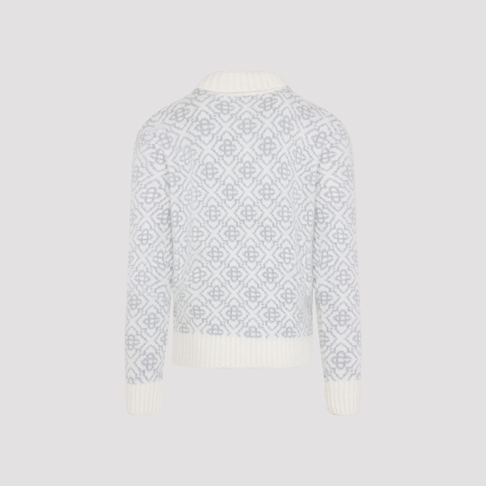 Casablanca Silver Monogram Zip Up Sweatshirt Men In White
