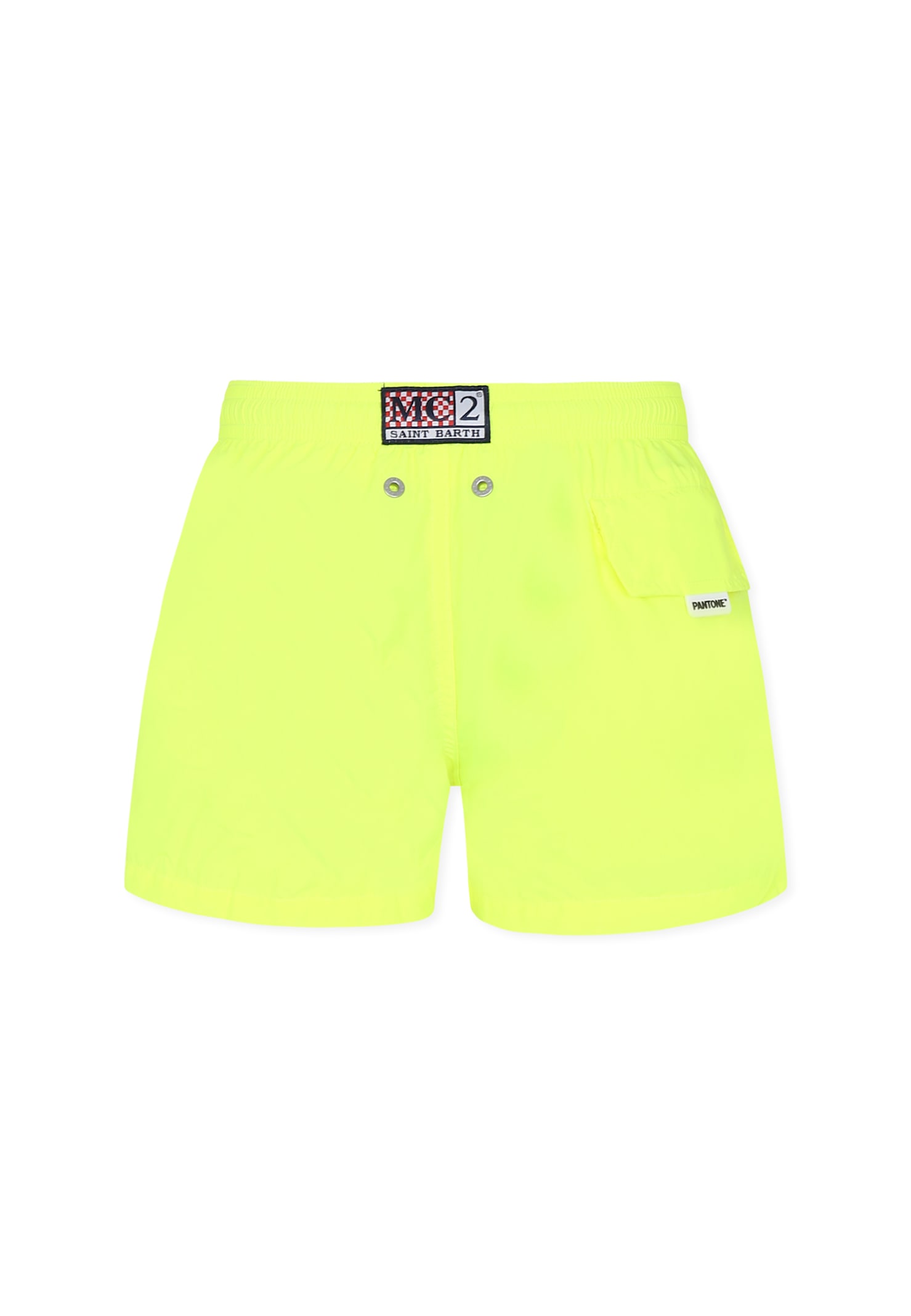 Mc2 Saint Barth Yellow Swim Short For Boy With Logo In Yellow