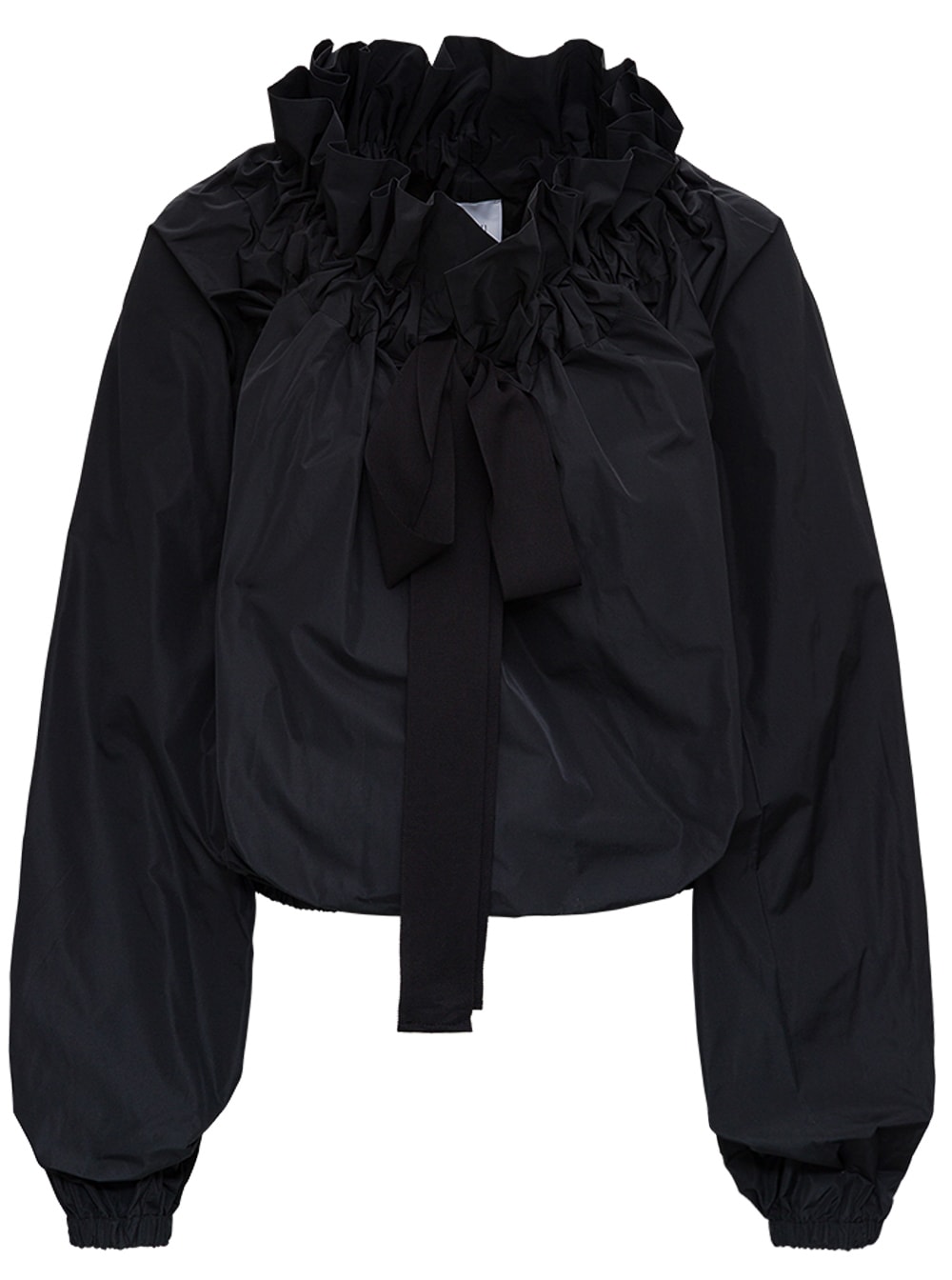 Shop Patou Gros Grain Top With Gathered Collar In Nero