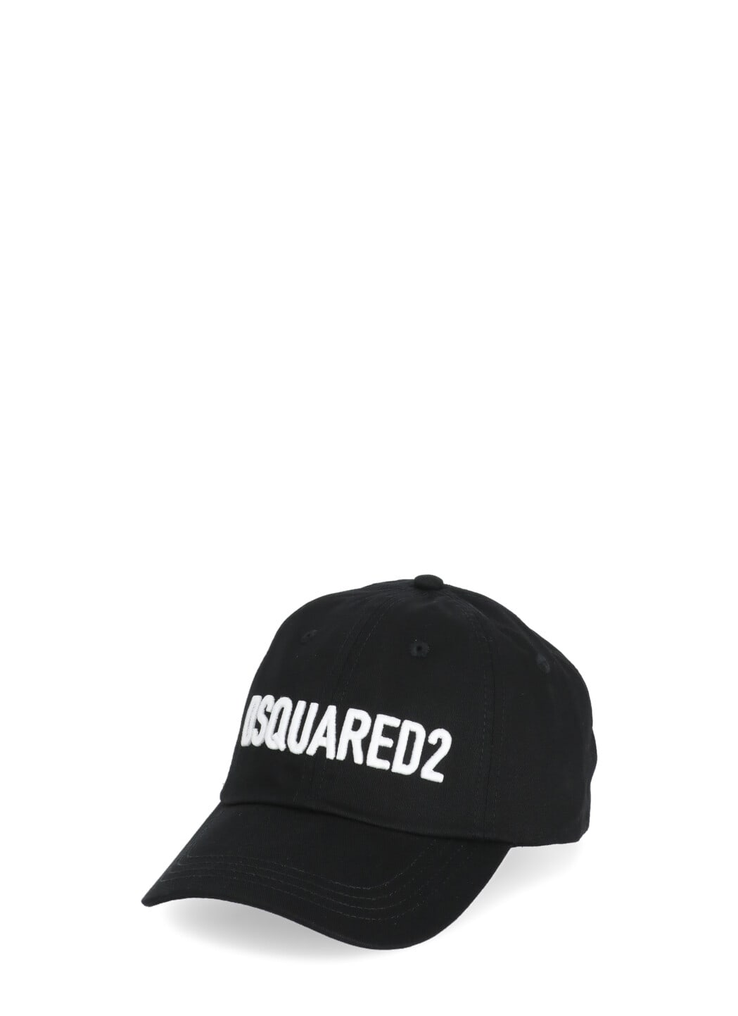 Dsquared2 Black Fabric-covered Cap With Adjustable Strap And Embroidered Logo In Black