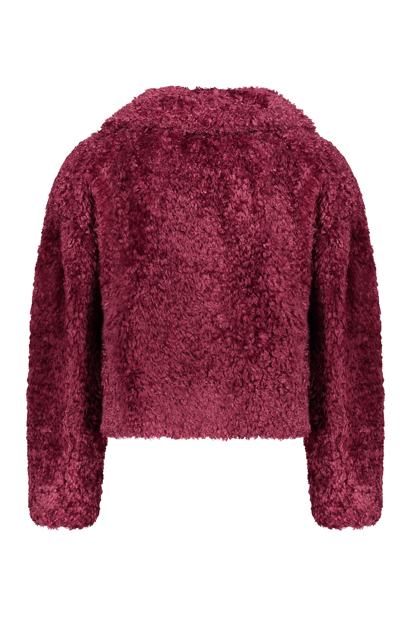 Herno Faux-fur Cropped Jacket In Purple