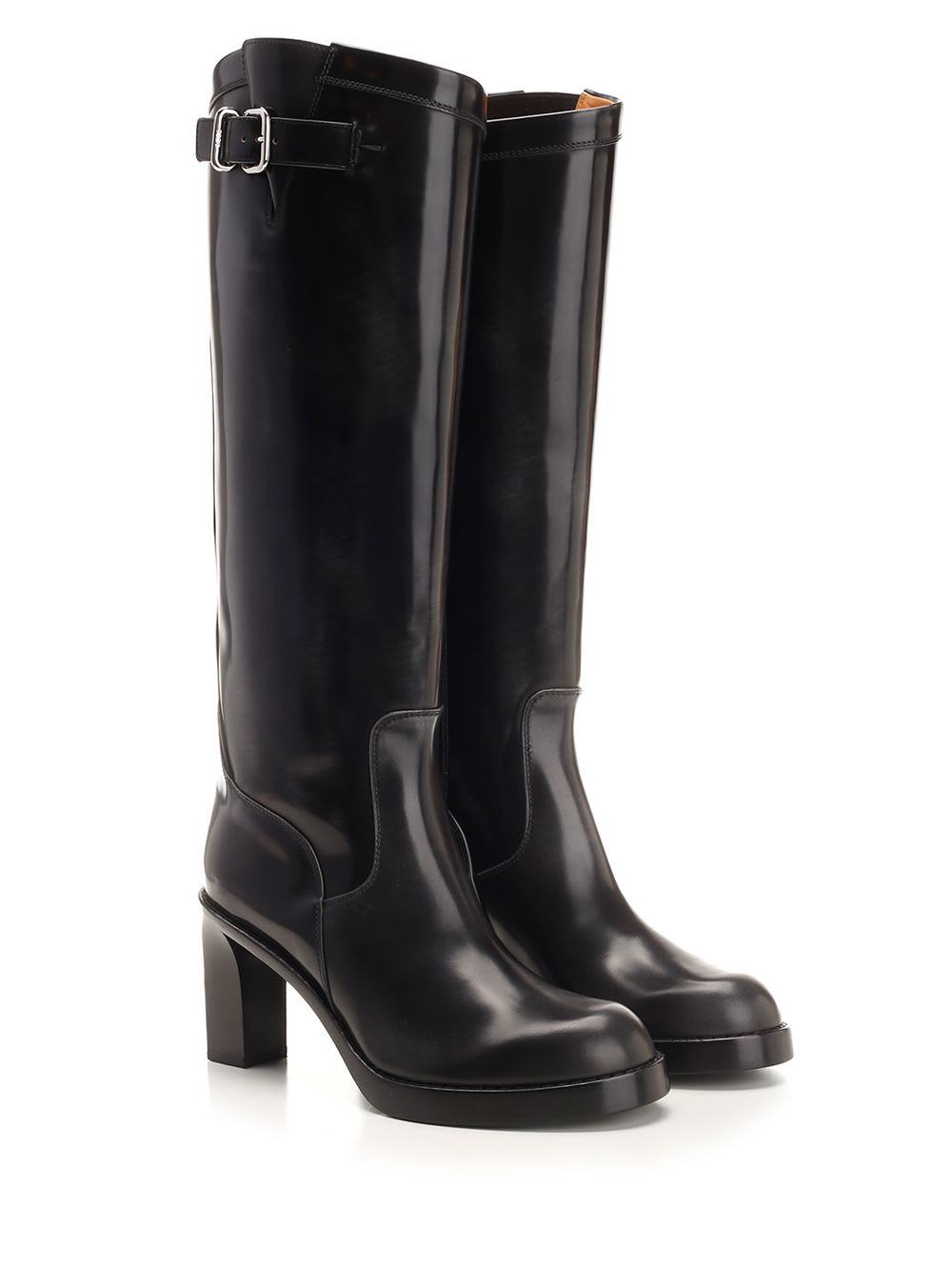 Tod's Biker Boot With Square Heel In Black