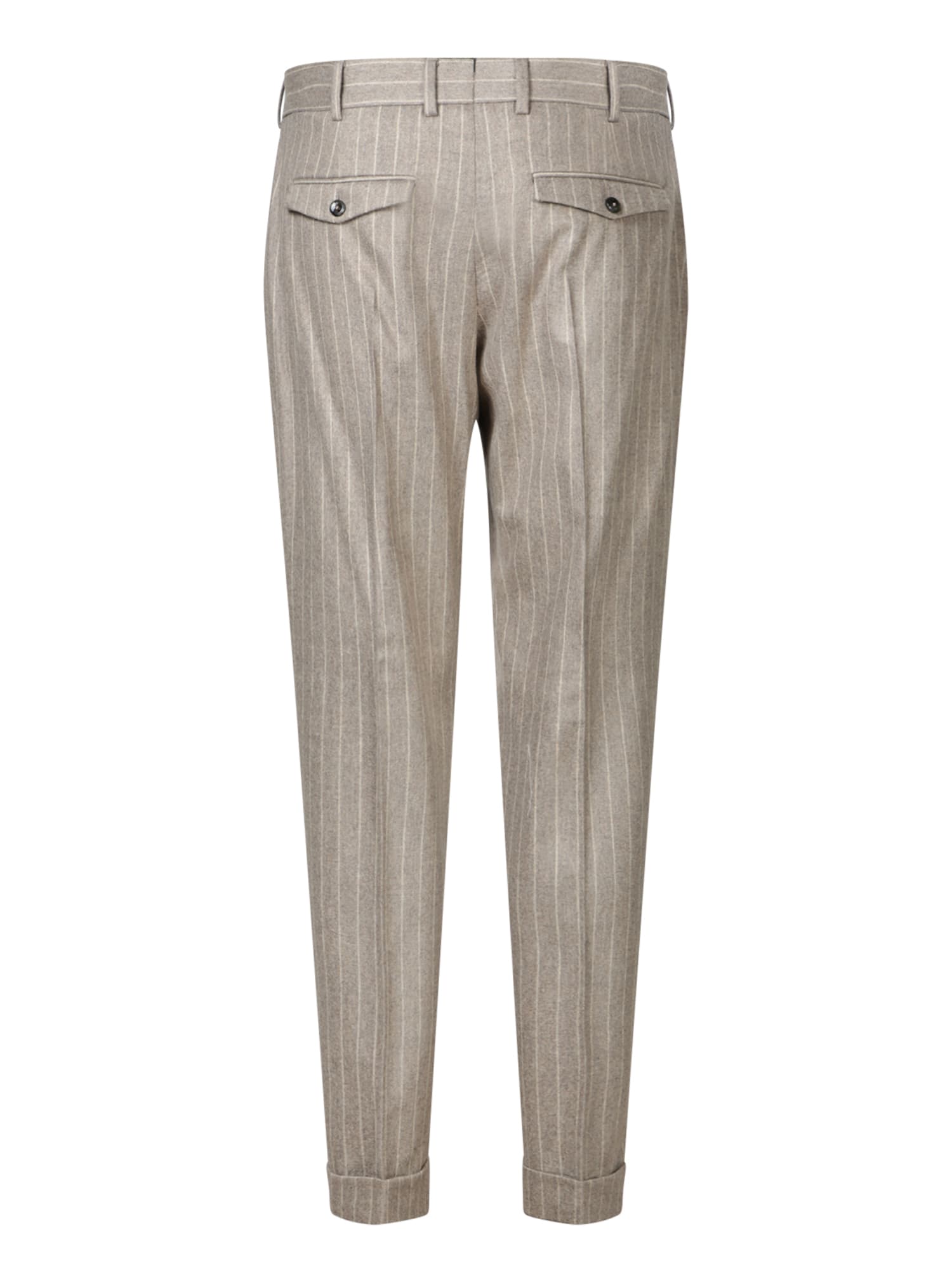 PT TORINO STRIPED BLUE STRETCH WOOL TROUSERS 