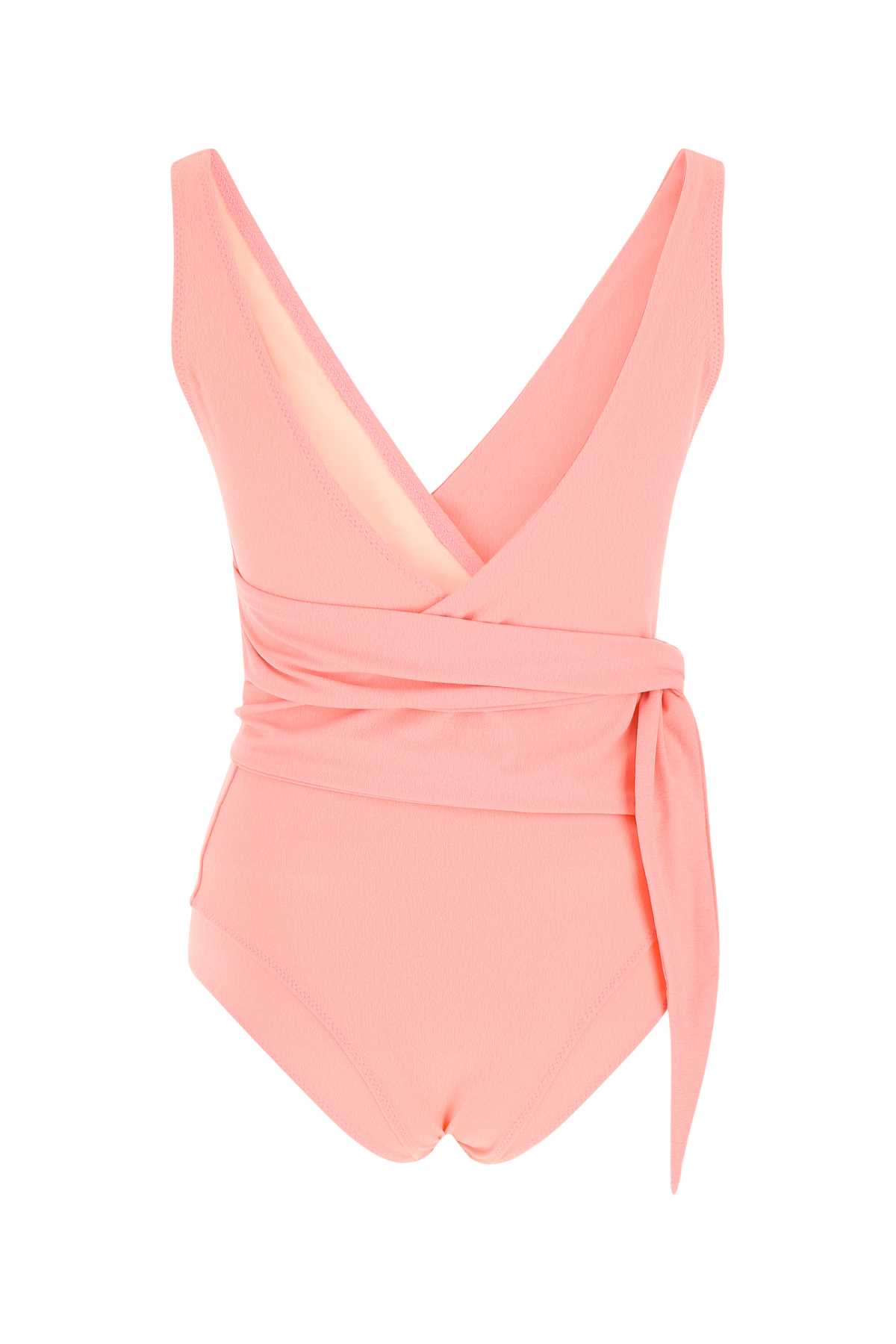 Shop Lisa Marie Fernandez Pink Stretch Nylon Louise Swimsuit In Pinkcrepe