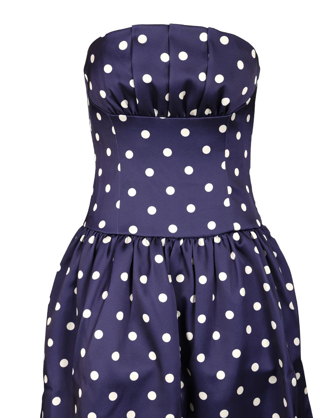 Shop Self-portrait Navy Polka Dot Satin Midi Dress