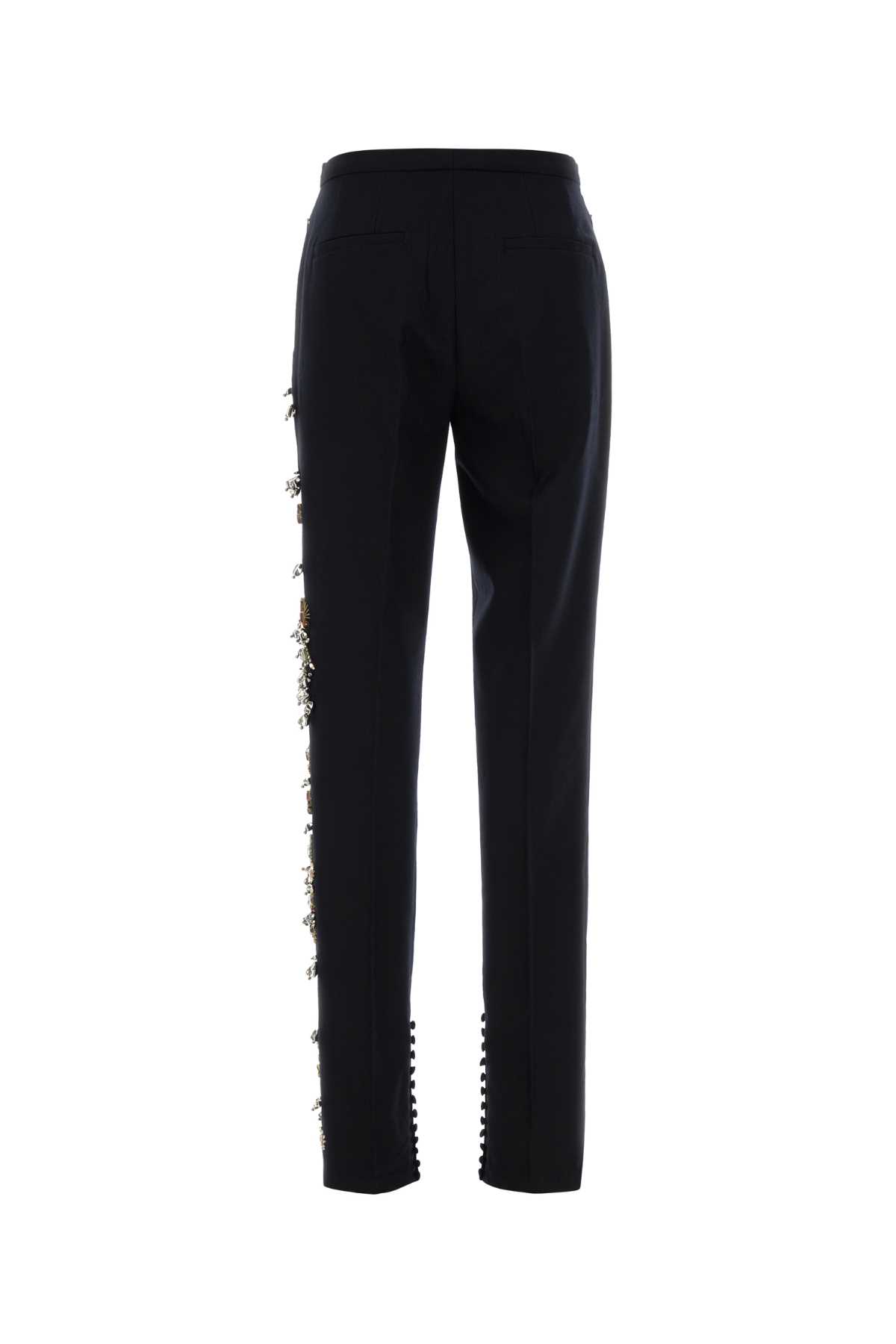 Dries Van Noten Pandoris Embellished Wool Skinny Pants In Black