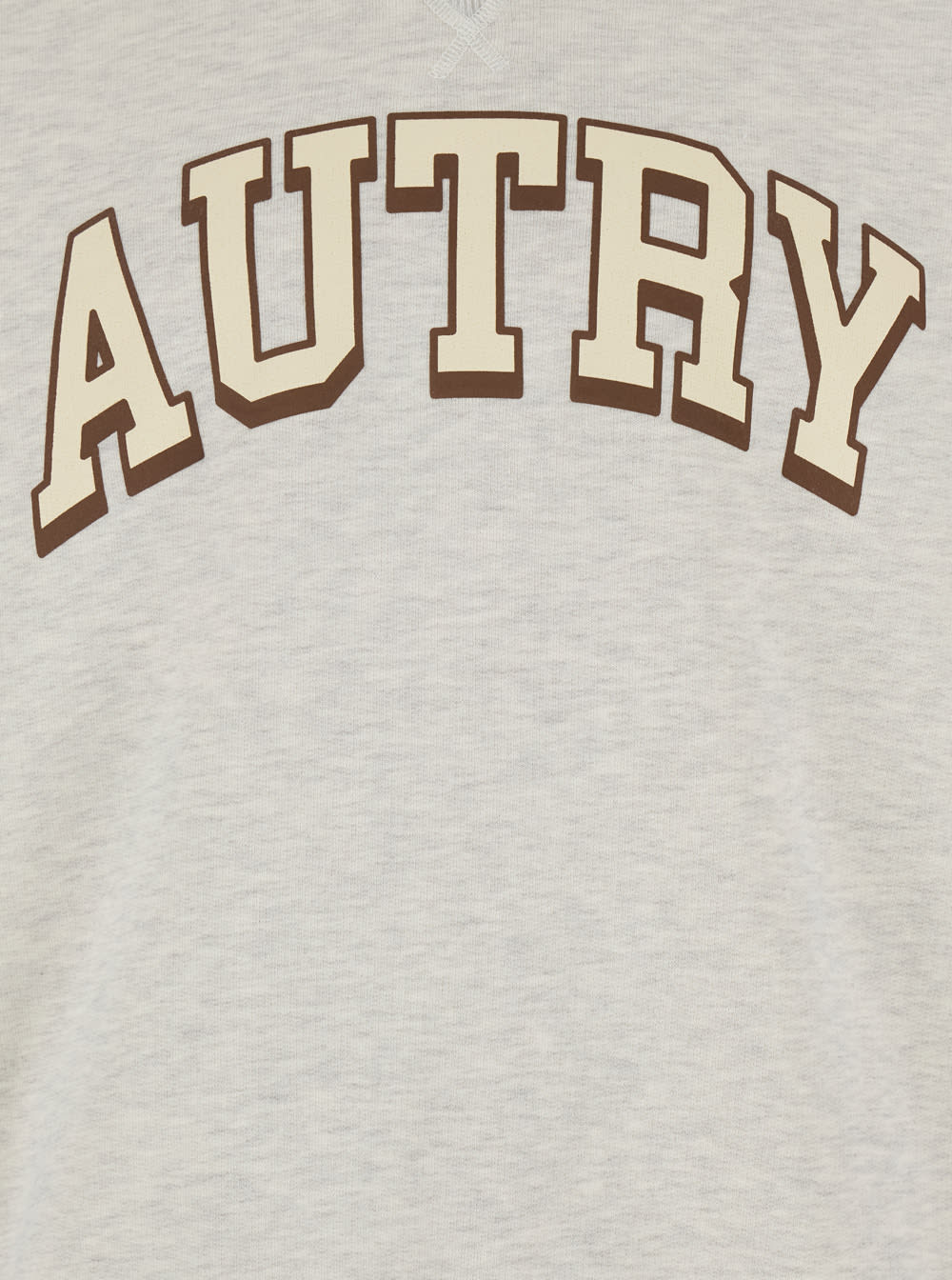 Shop Autry Grey Crewneck Sweatshirt With Logo Print In Jersey Man