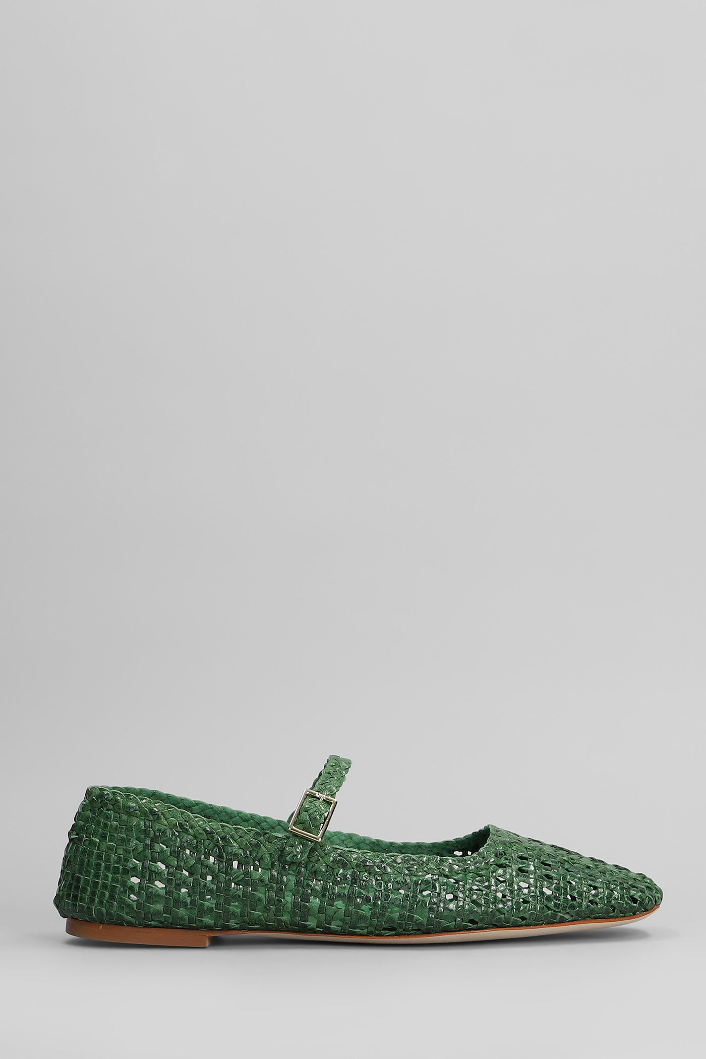 Ballet Flats In Green Leather