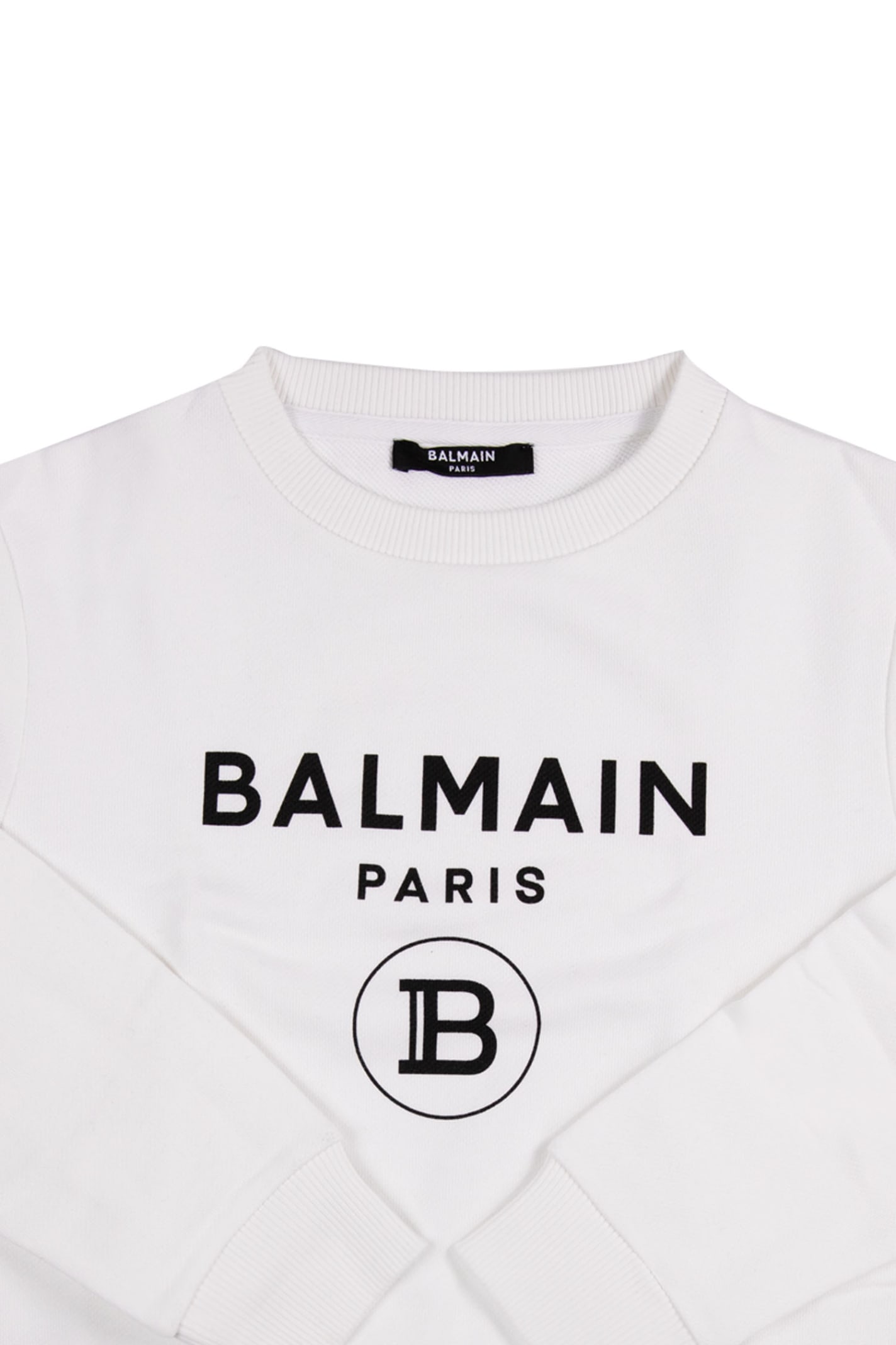 Shop Balmain Cotton Jersey Sweatshirt In White
