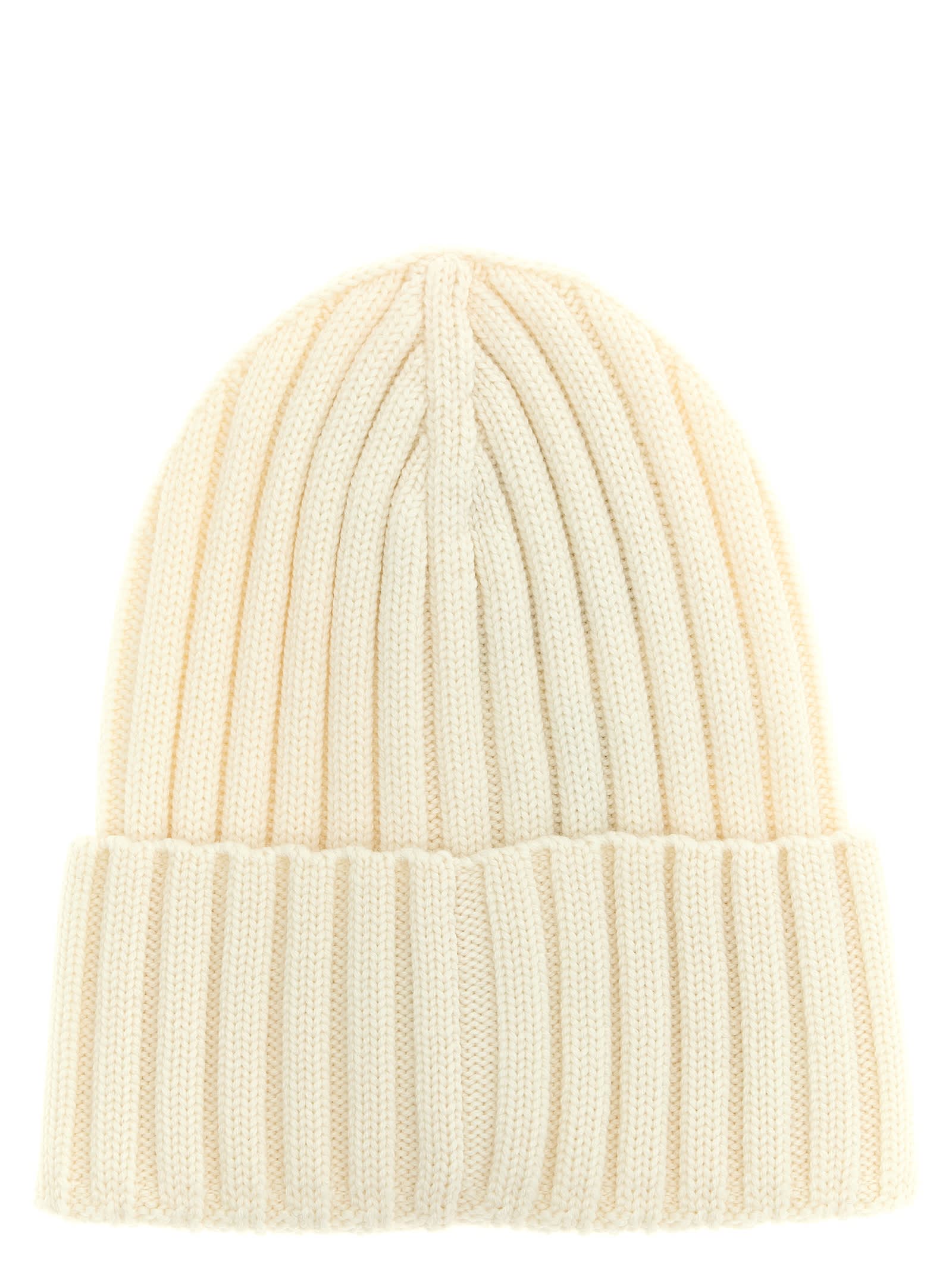 Moncler Ribbed Wool Beanie In White