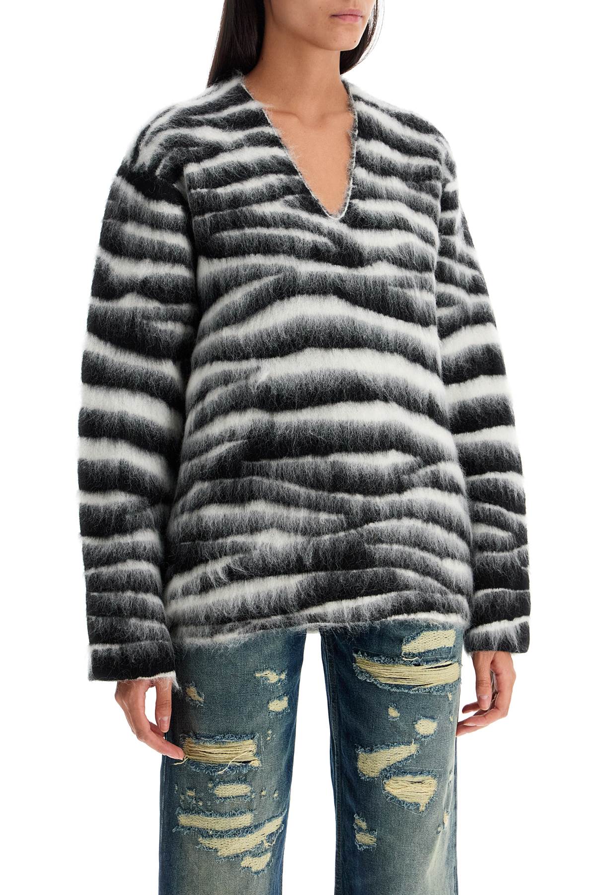 Shop Marc Jacobs Zebra Print Wool And Mohair In Black/white (white)