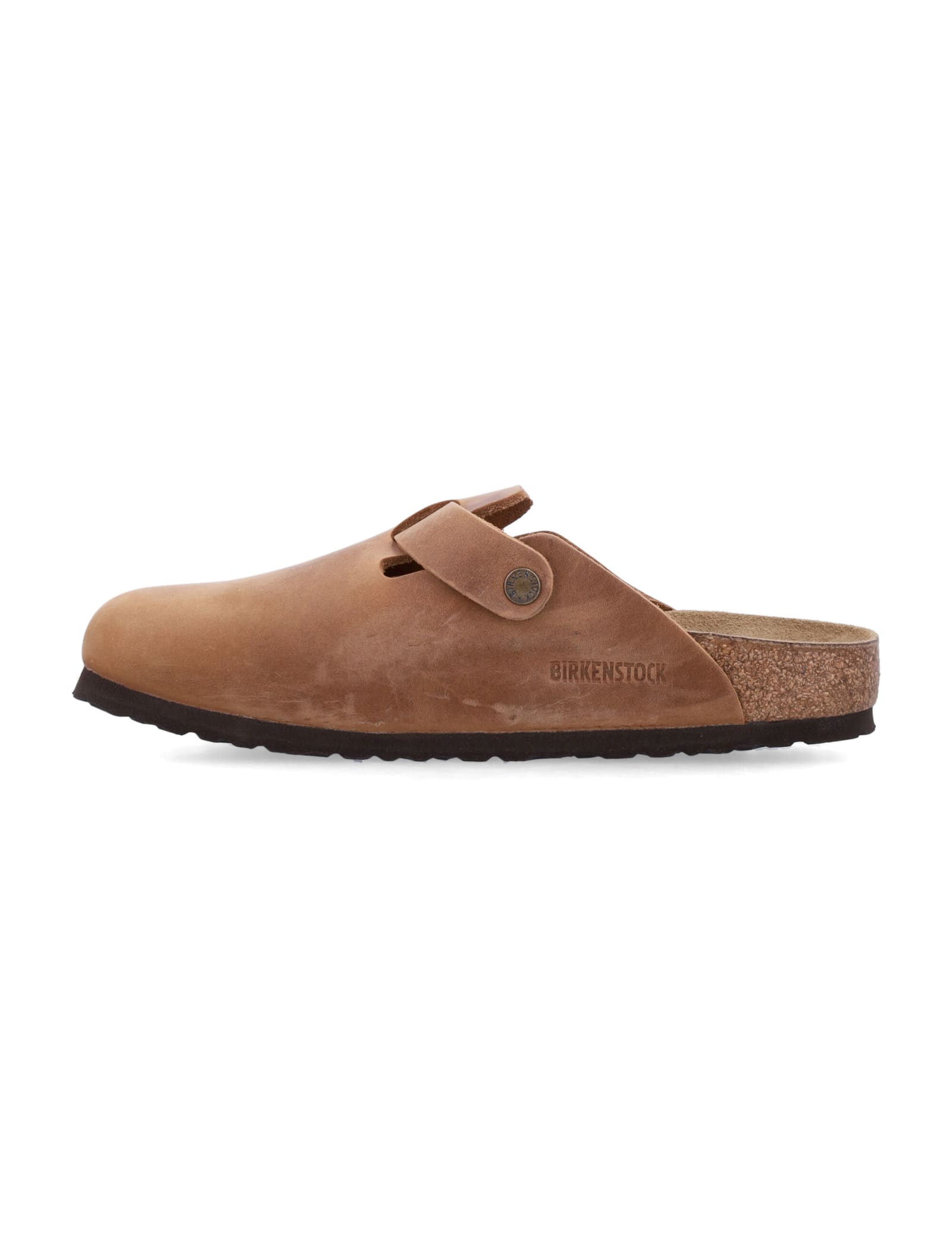 Birkenstock Oiled Leather Clogs Buckle Detail In Cognac