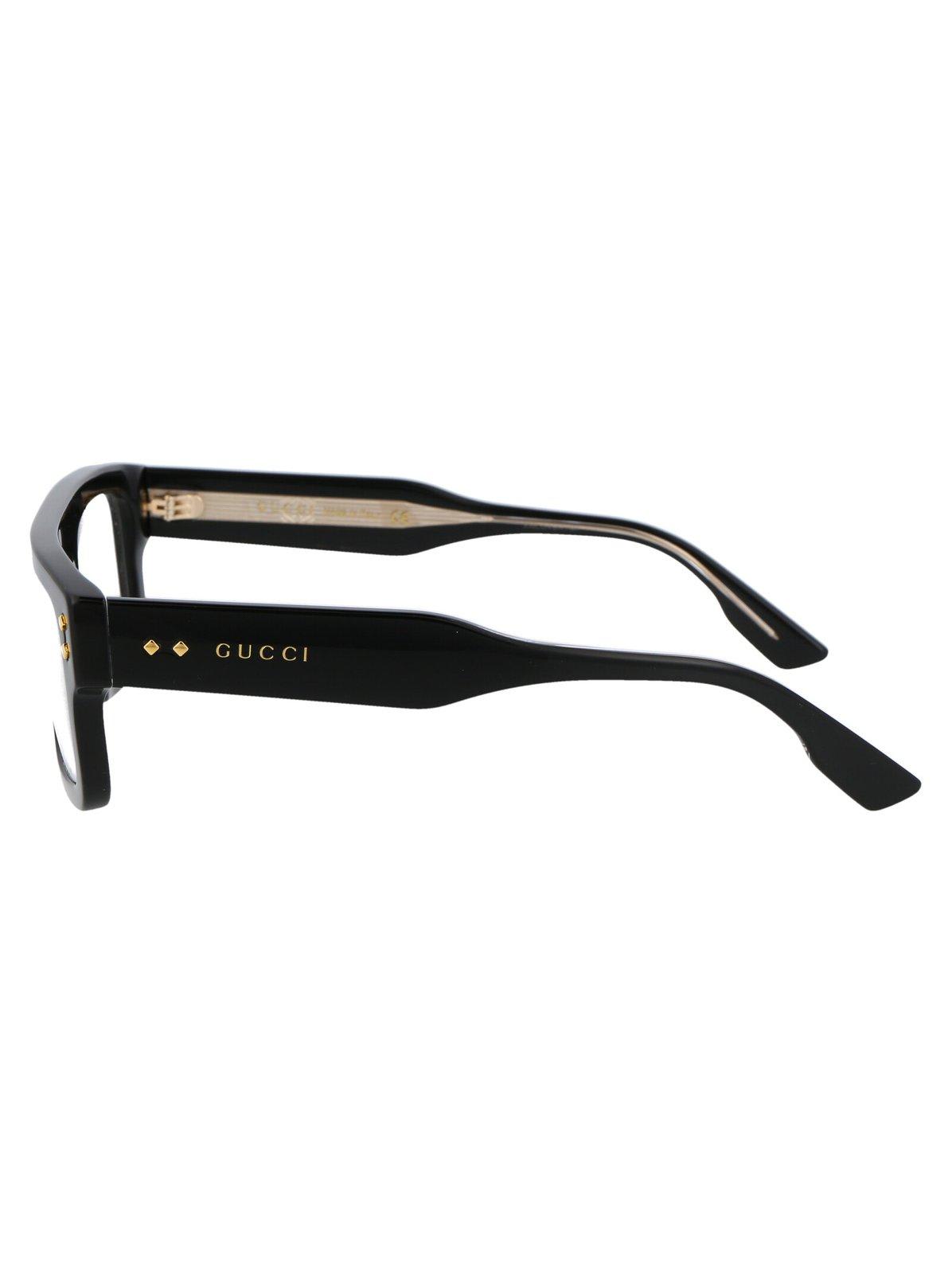 Shop Gucci Rectangle-framed Glasses In 001 Black Black Transpare