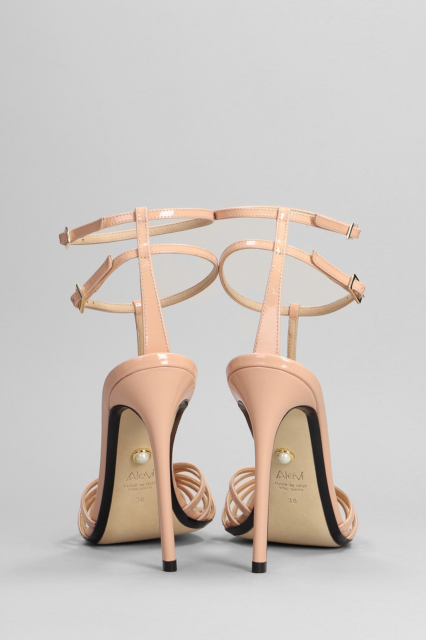 Shop Alevì Stella 110 Sandals In Powder Patent Leather