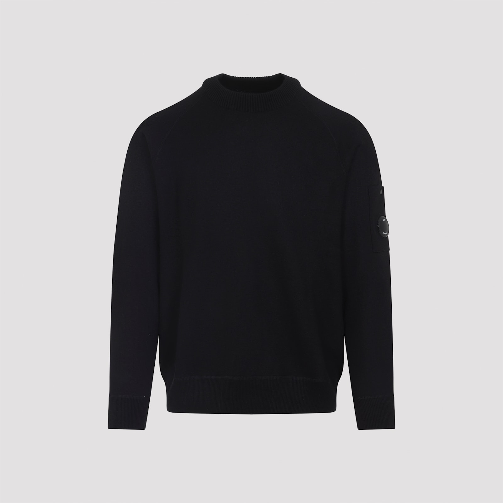 C.p. Company Ribbed Pullover With Sleeve Pocket And Cuffs In Black