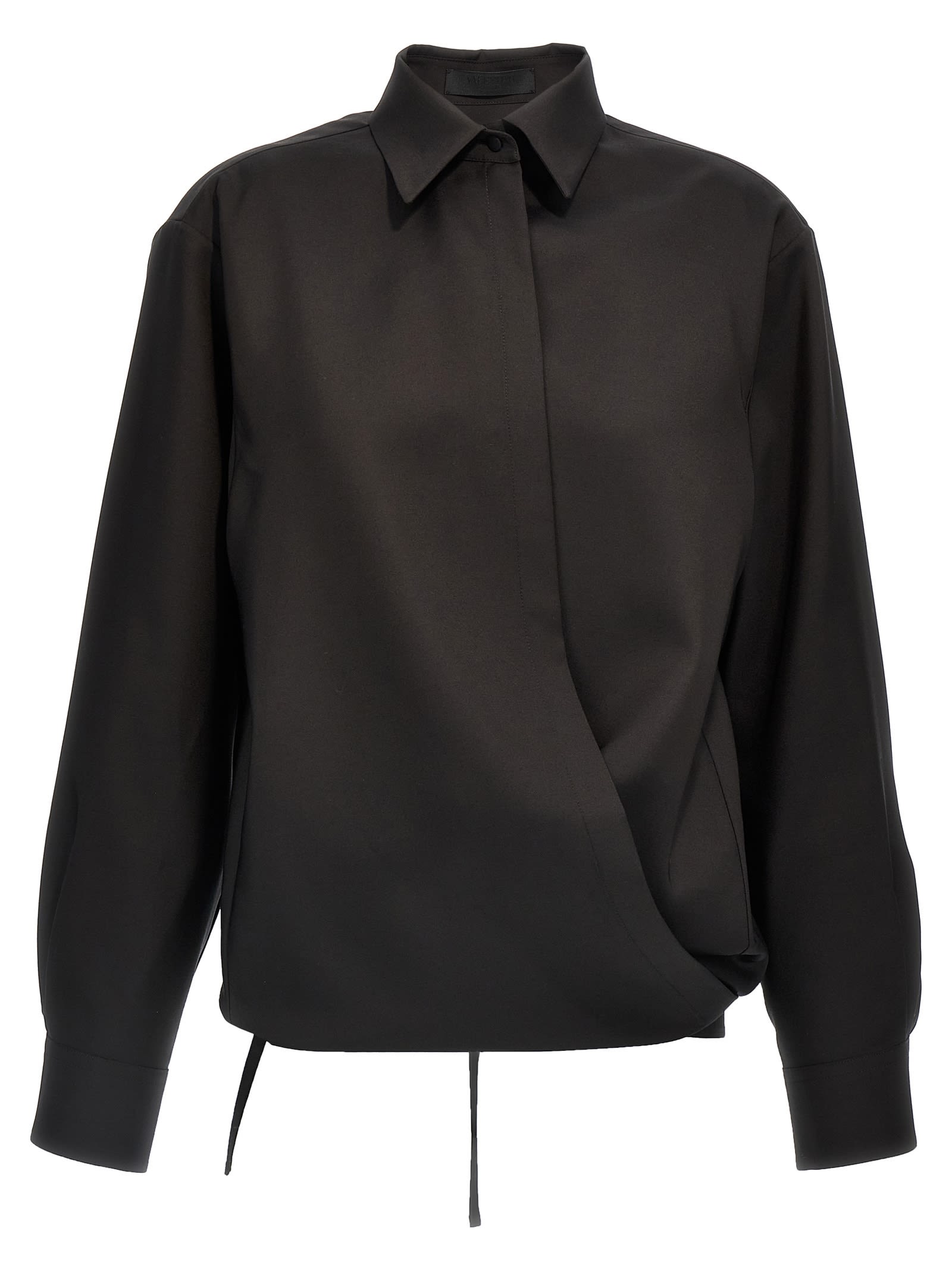 Shop Valentino Techno Light Wool Shirt In Black