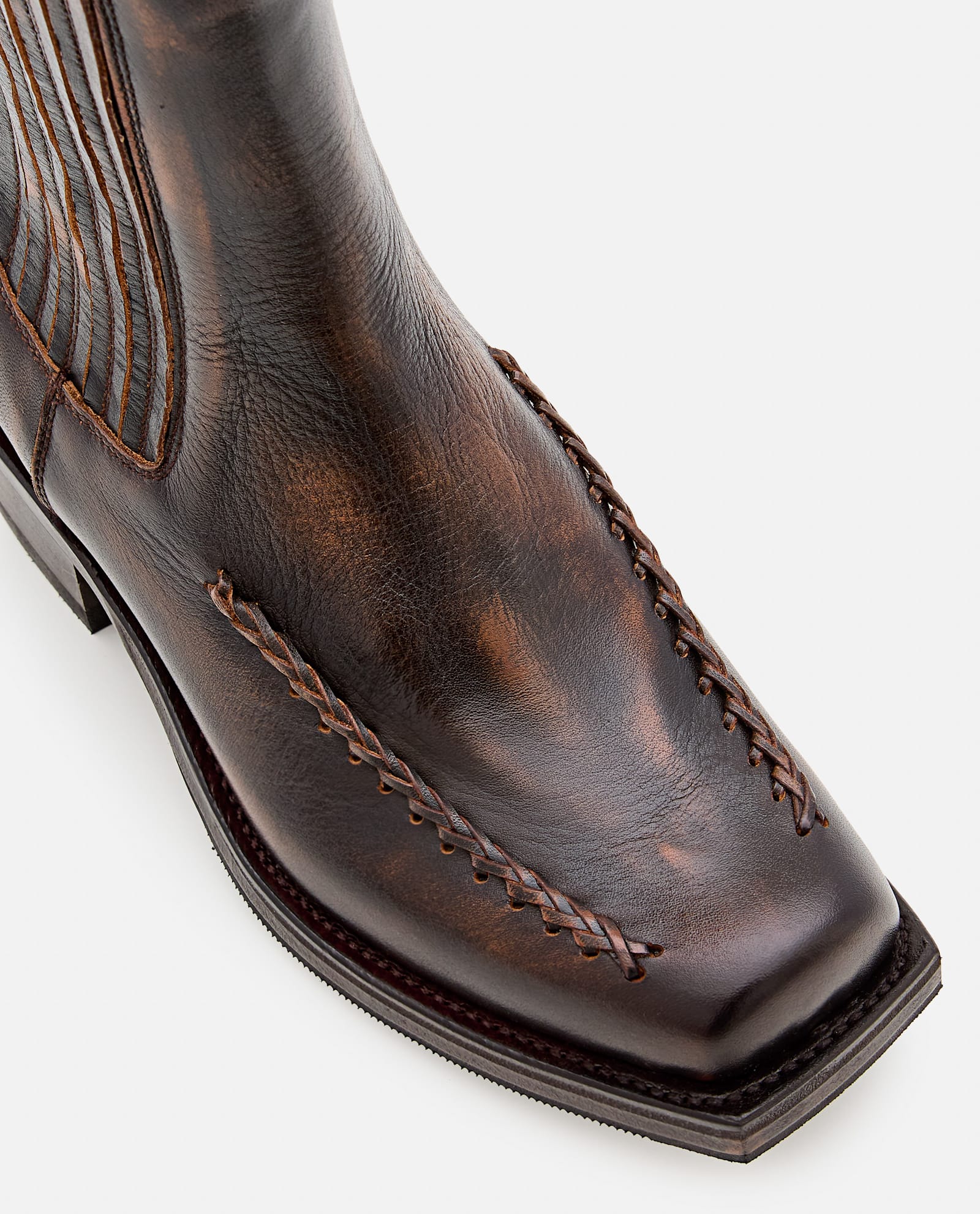 Hereu Agulla Square Toe Chelsea Boots In Brown