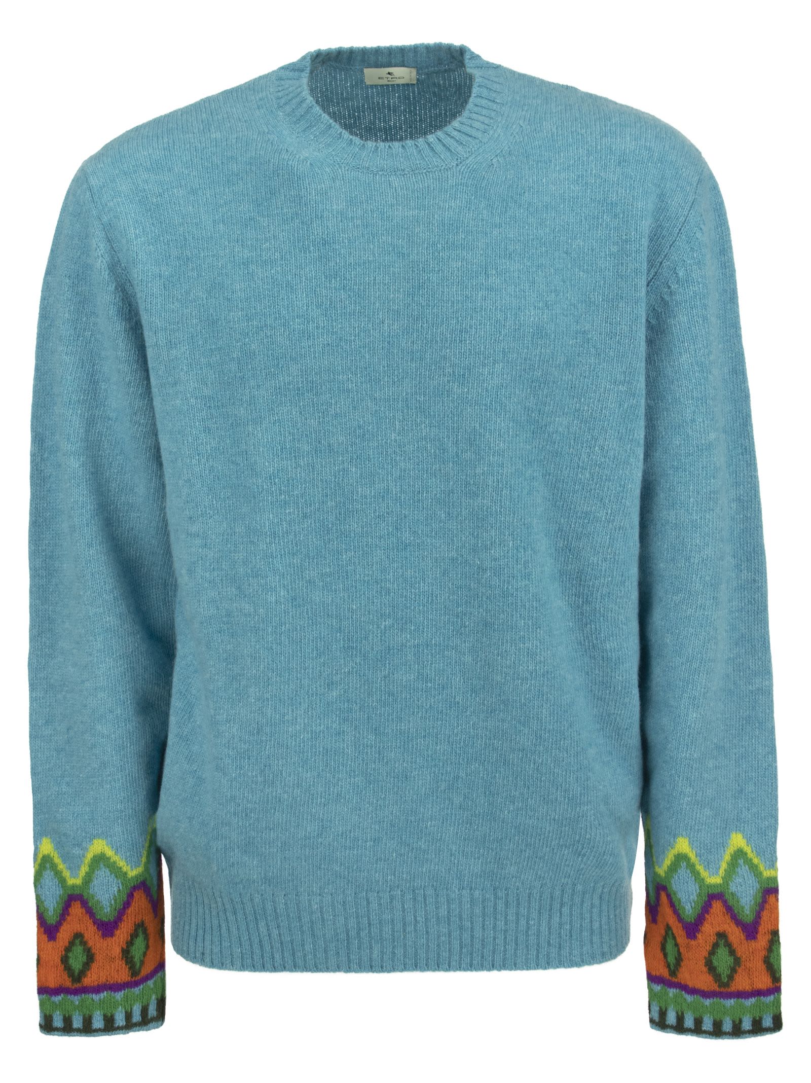 Etro Virgin Wool Sweater With Sleeve Print