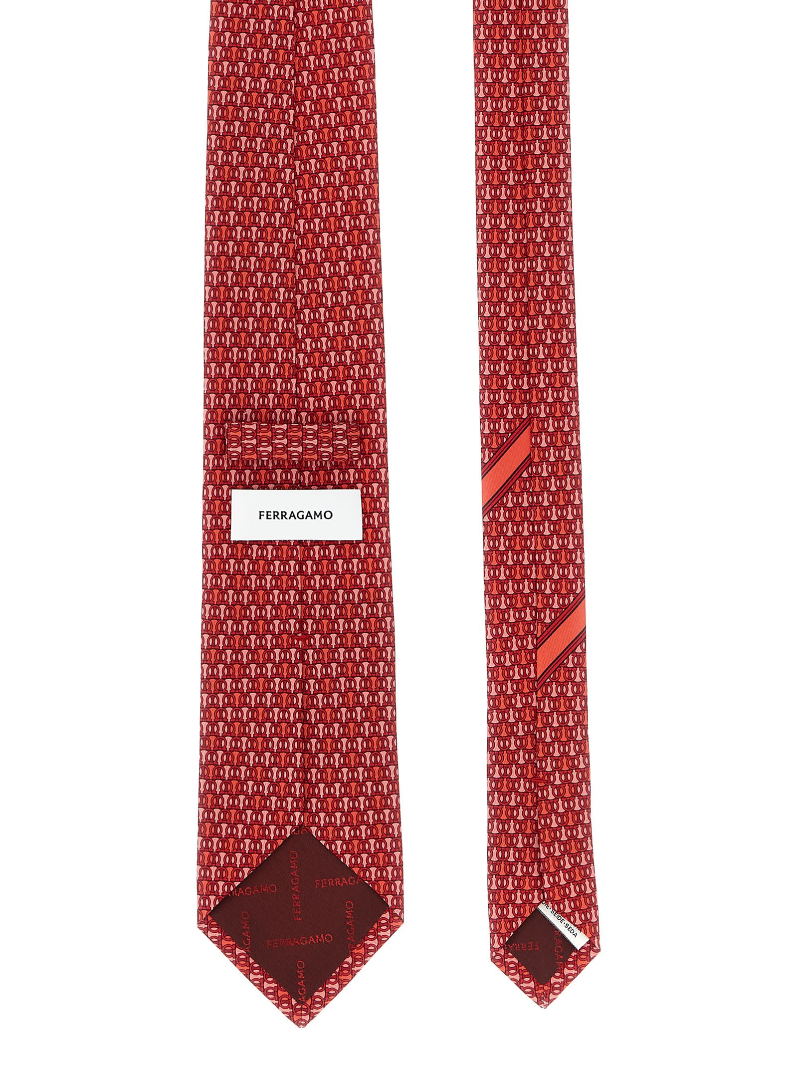 Ferragamo Gancini Pois Print Tie In Red