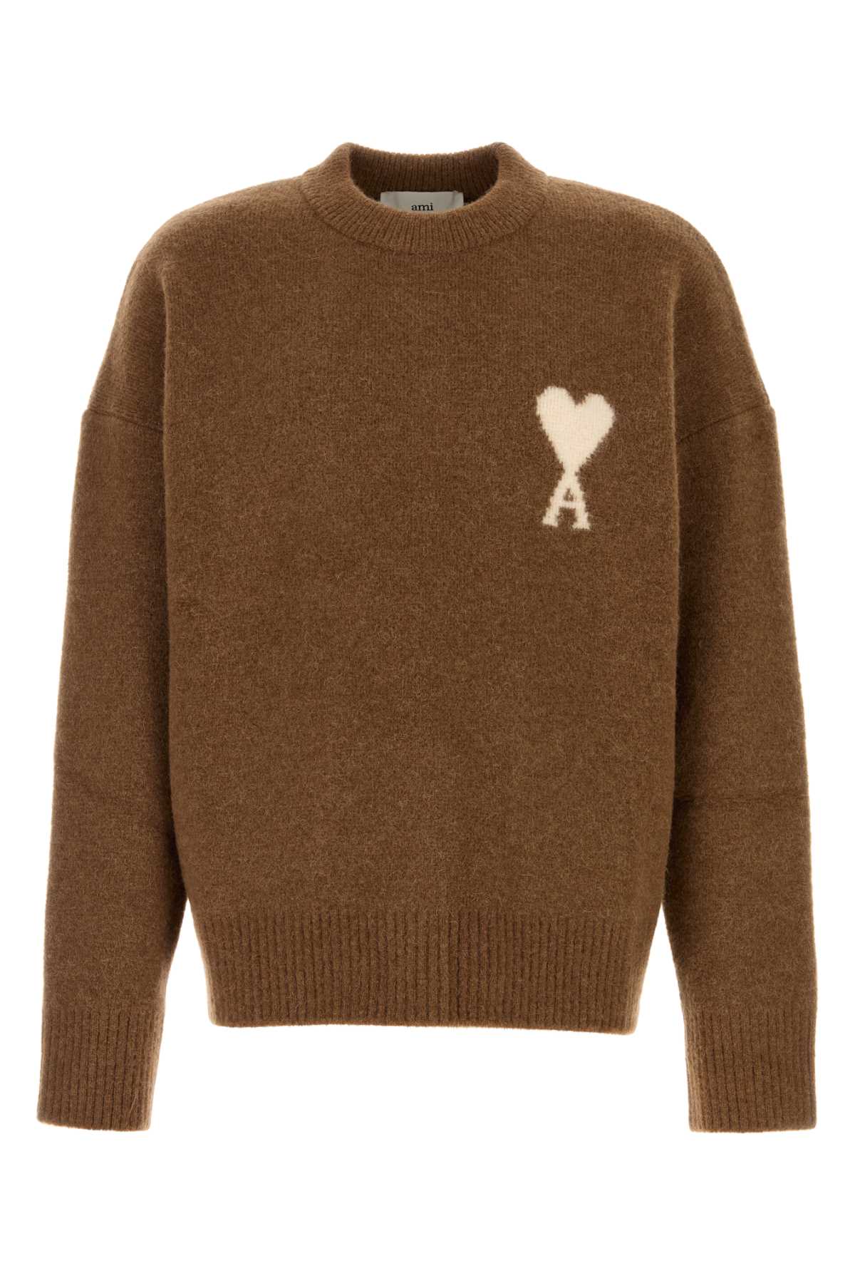 Ami Alexandre Mattiussi Brown Alpaca Ami De Coeur Crewneck Sweater Brown In Brown