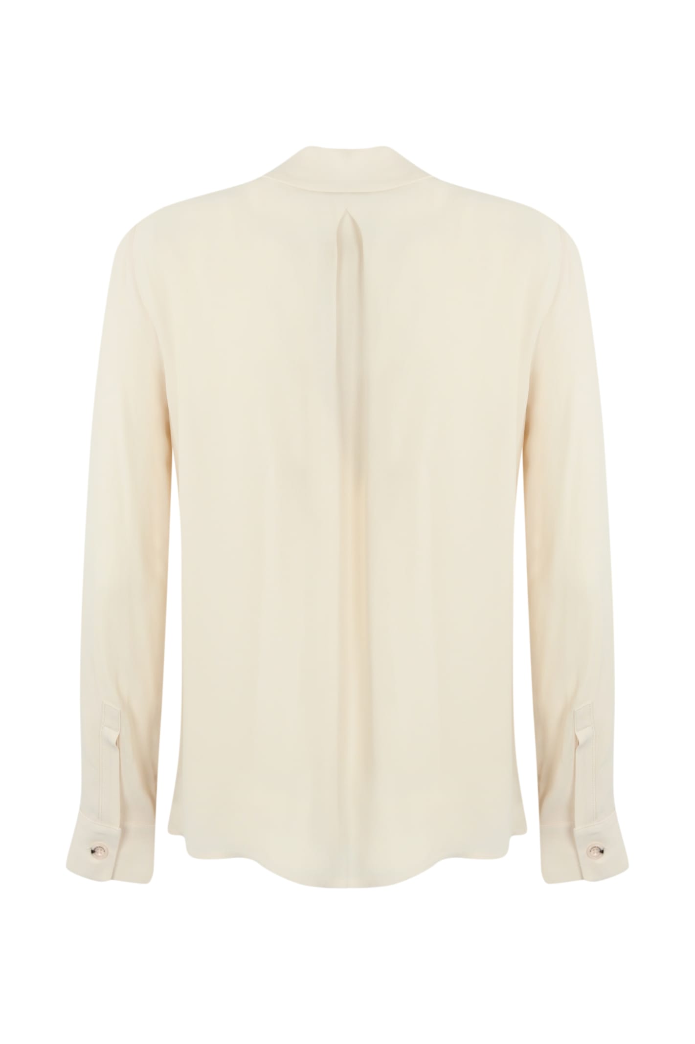 Shop Elisabetta Franchi Georgette Shirt With Embroidered Flaps In Lattice