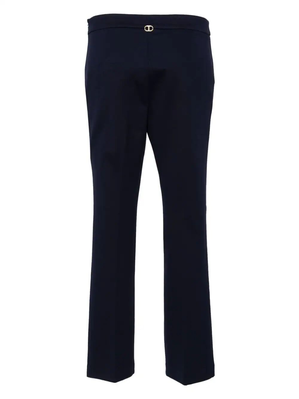 Shop Twinset Flared Pants In Mid Blue