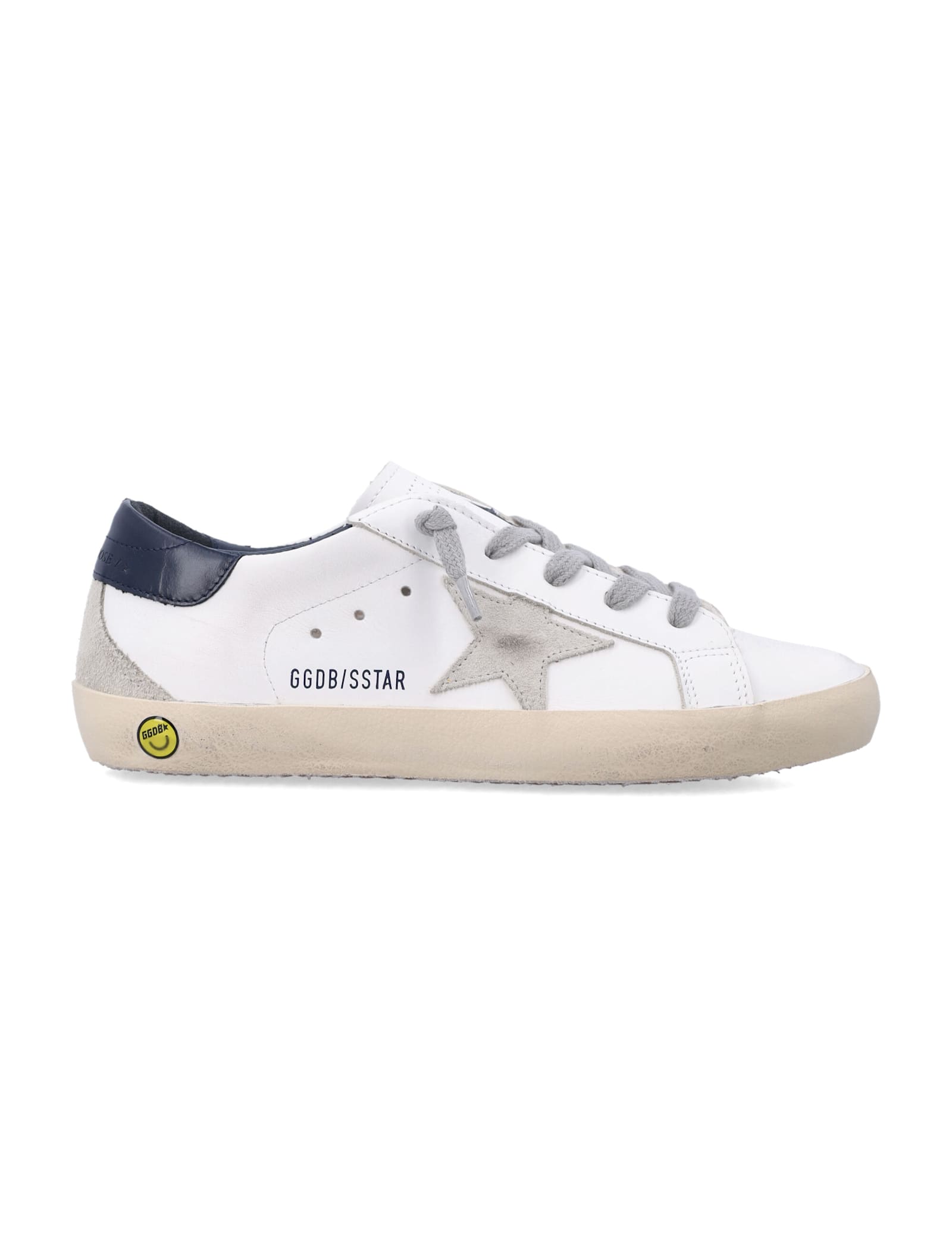 Golden Goose Kids Old School White Leather And Dark-green Sneakers In White