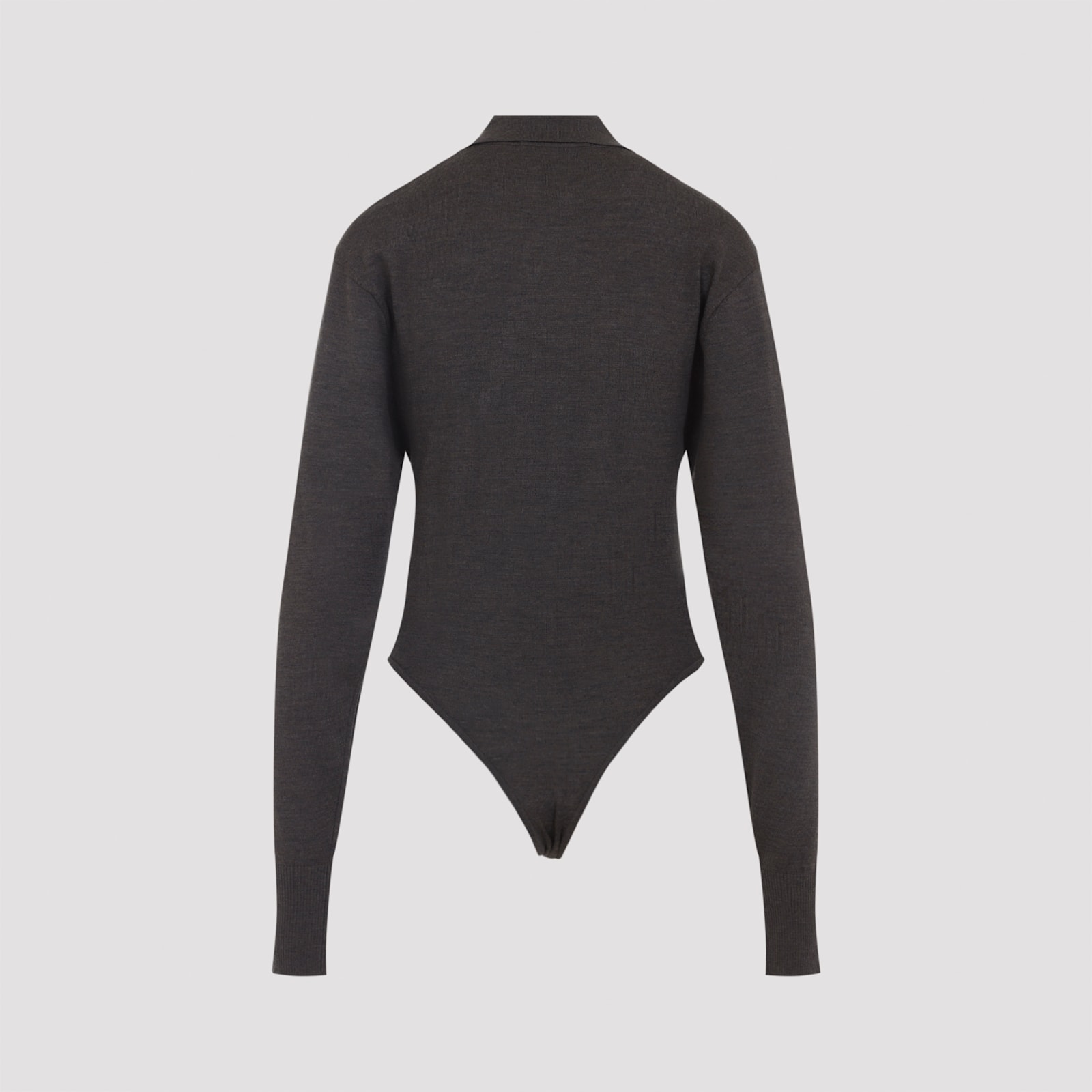 Jacquemus Merino Wool Blend Fitted Bodysuit In Brown