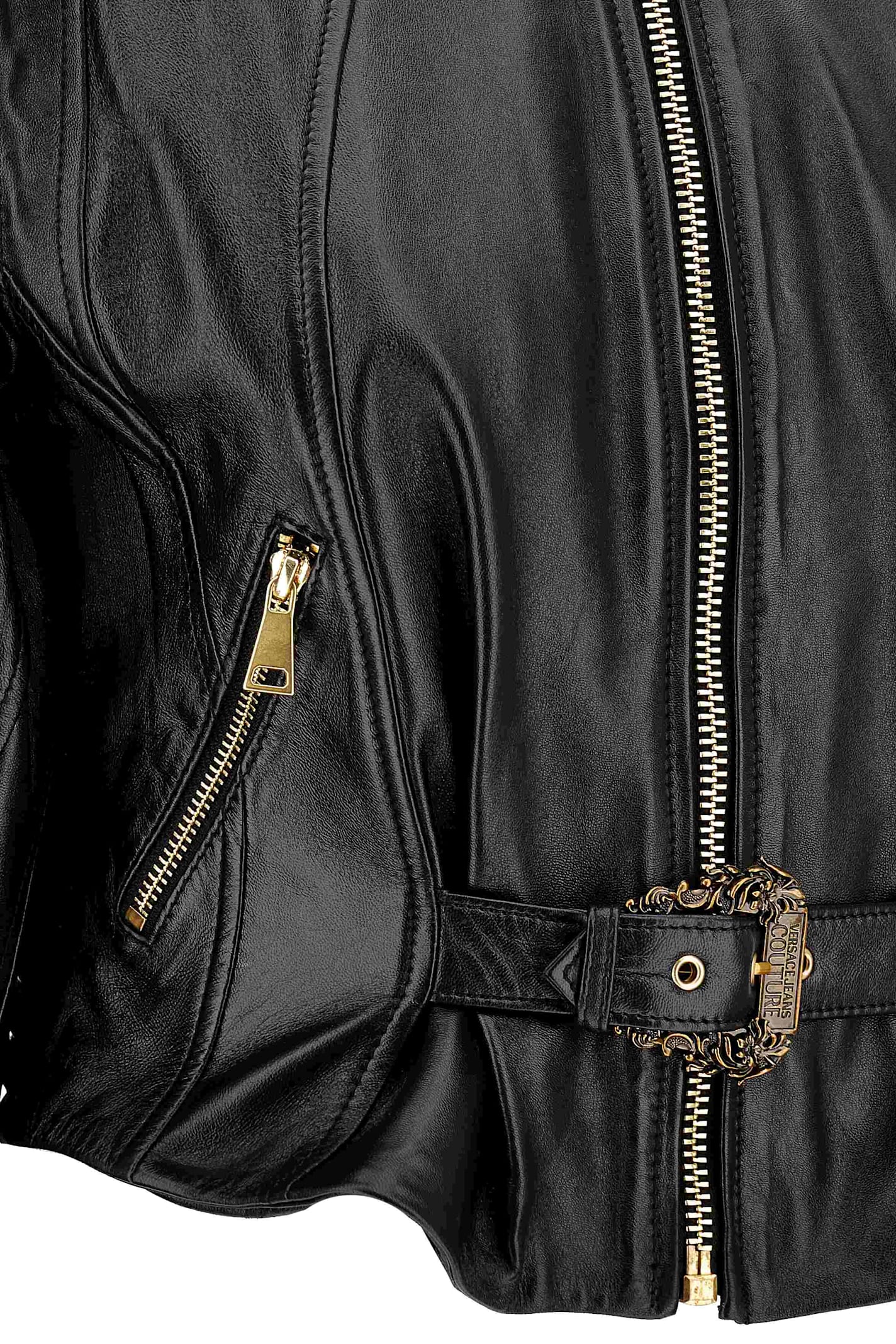Versace Jeans Couture Leather Jacket In Blue