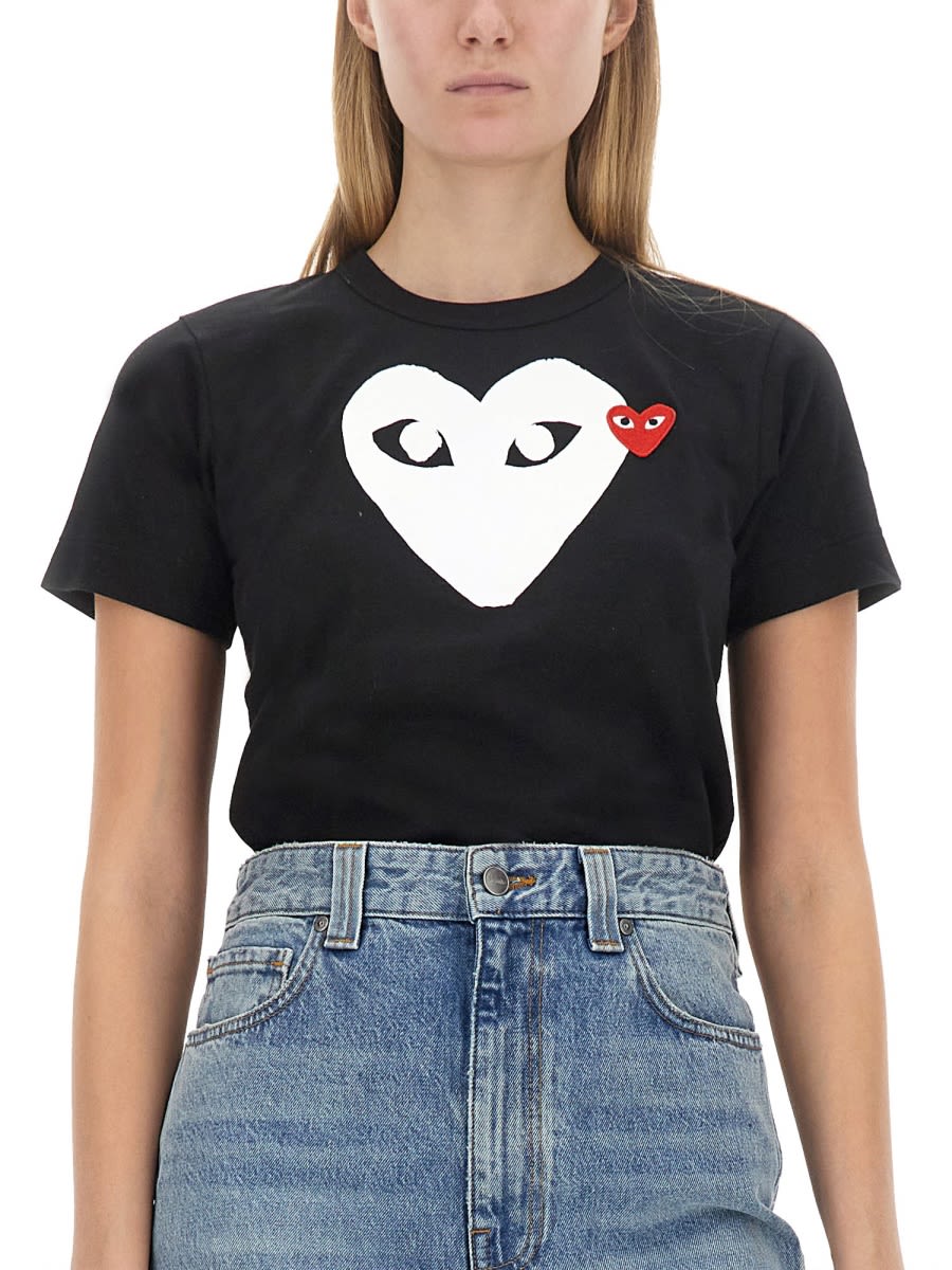 Shop Comme Des Garçons Play T-shirt With Logo In Black