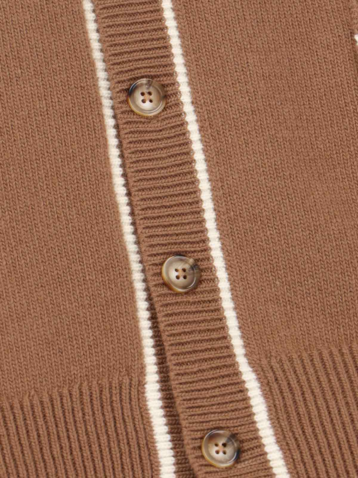 Dolce & Gabbana Crewneck Sweater With Ribbed Cuffs And Pockets In Brown