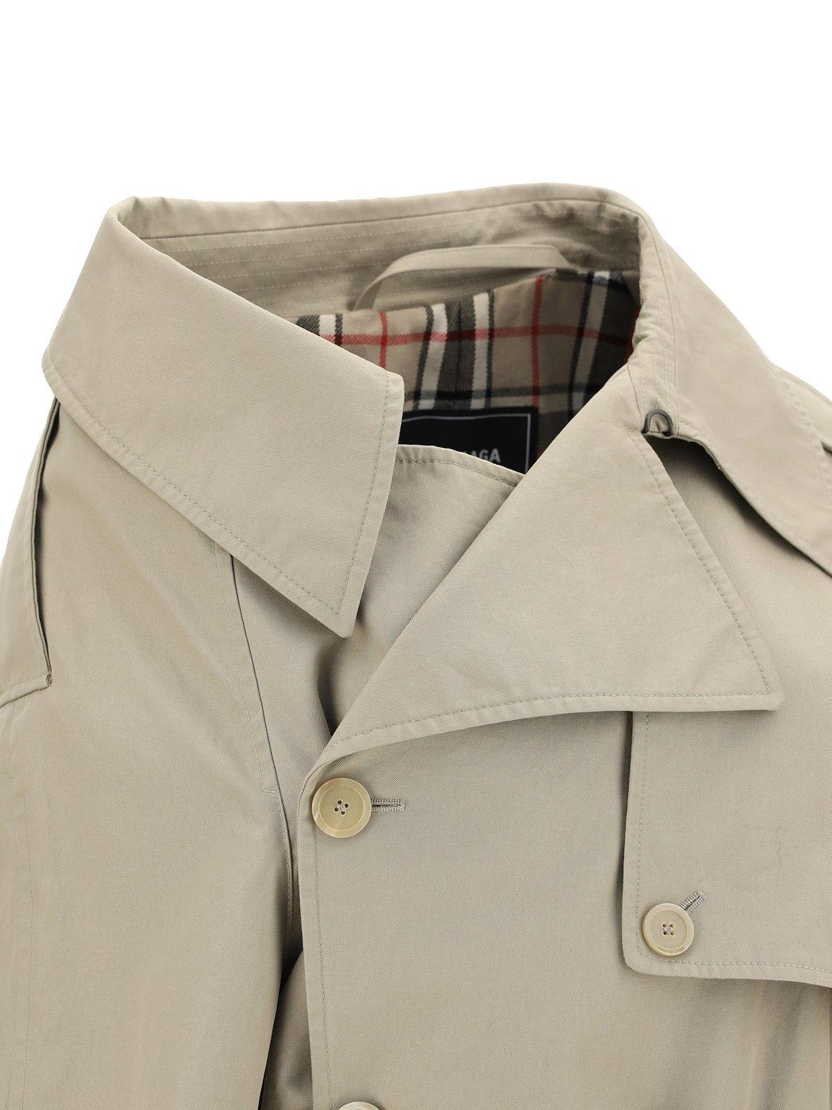 Balenciaga Asymmetric Cotton-gabardine Trench Coat In Beige