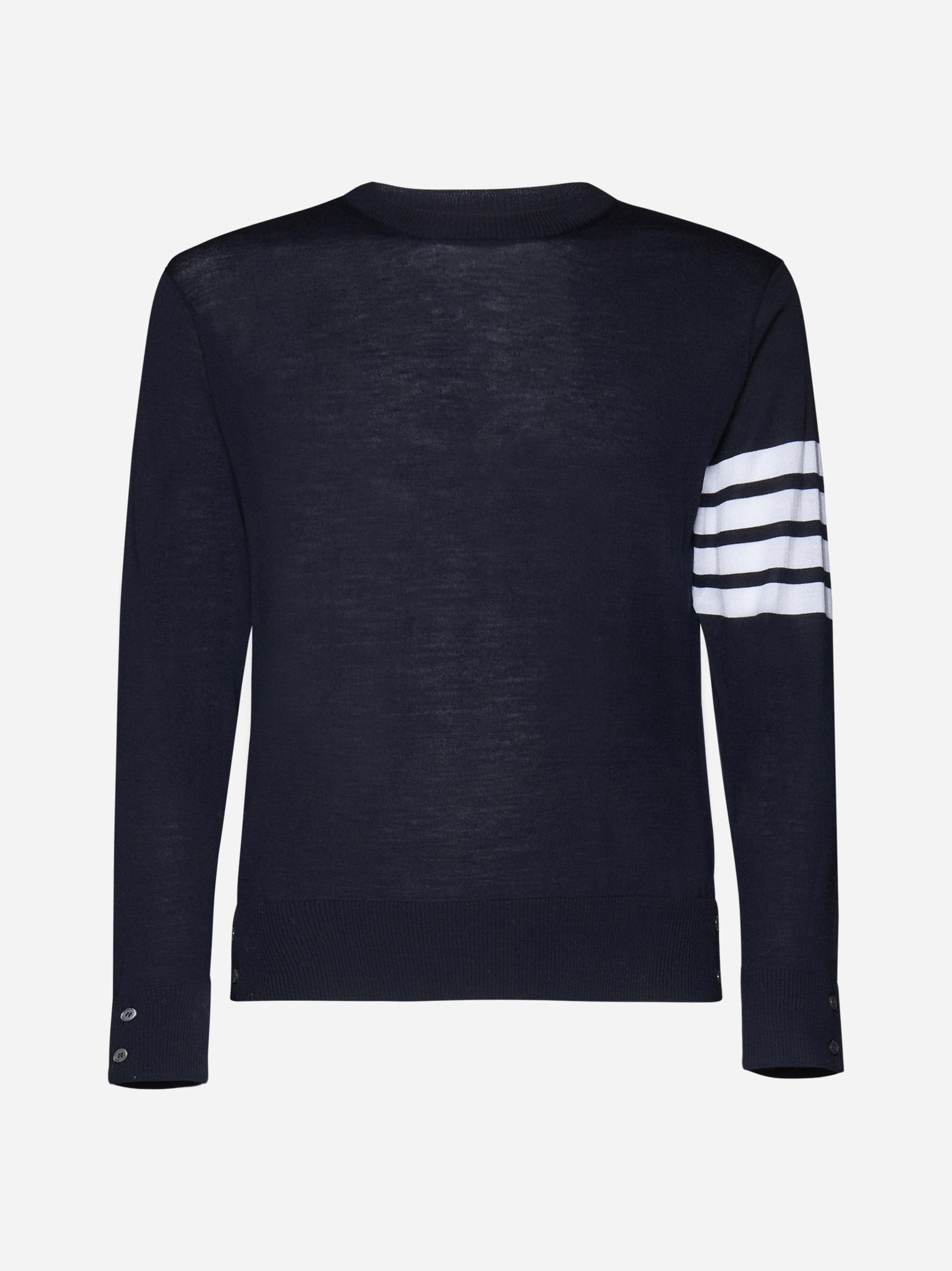 Shop Thom Browne Merino Wool 4-bar Sweater In Navy