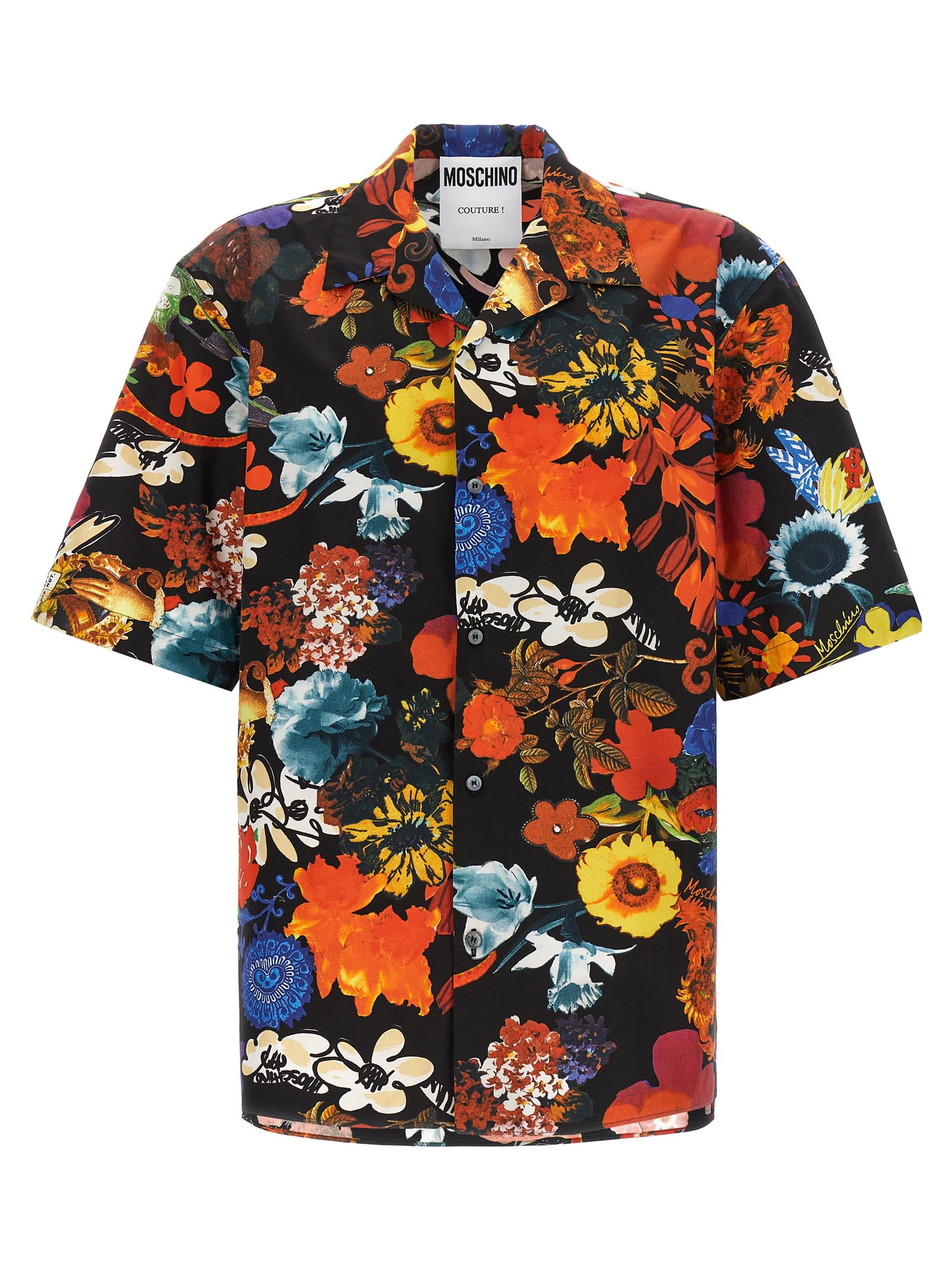 Shop Moschino Floral Print Shirt In 1888
