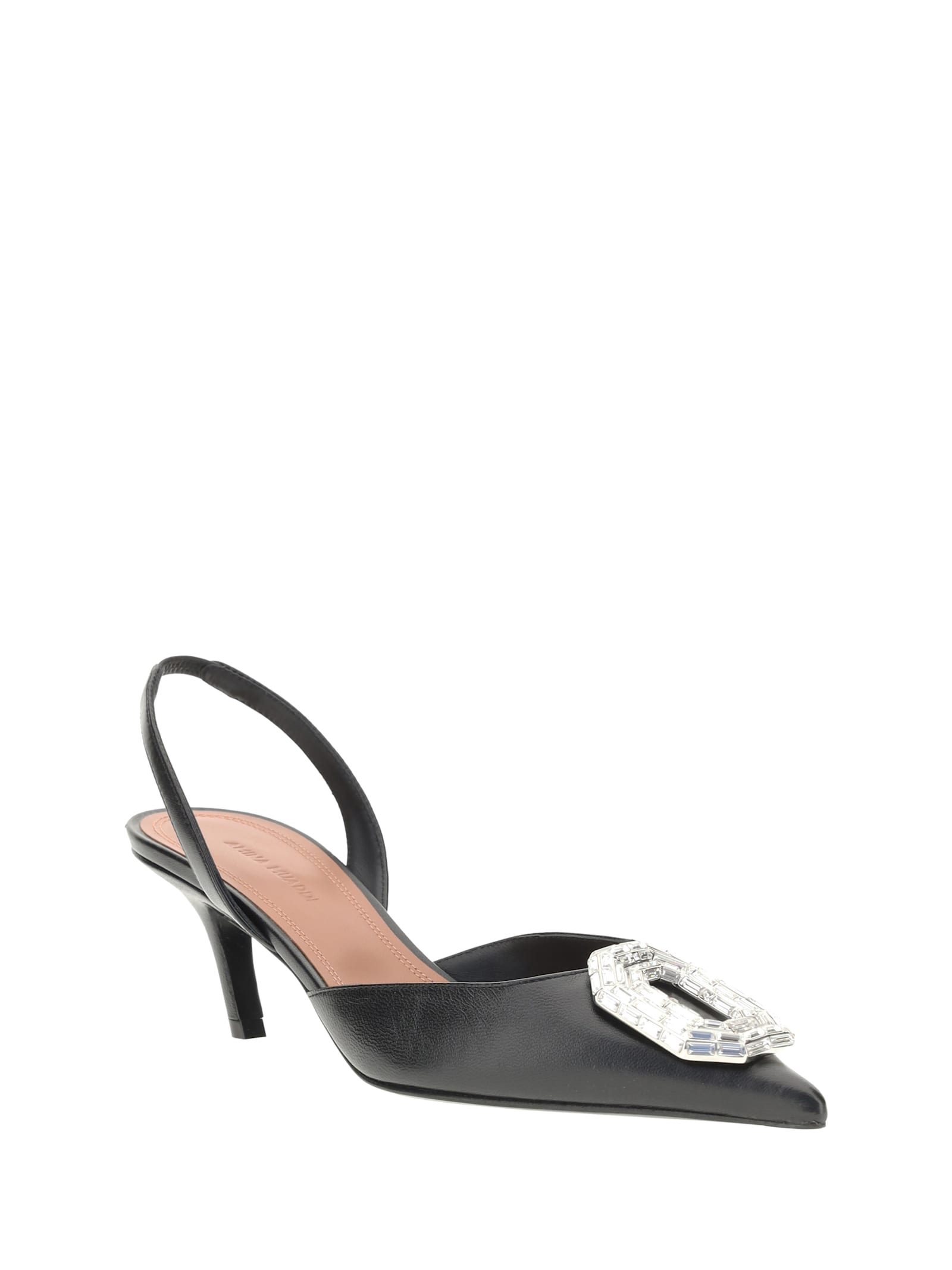 Amina Muaddi Women Leather Slingback Pumps