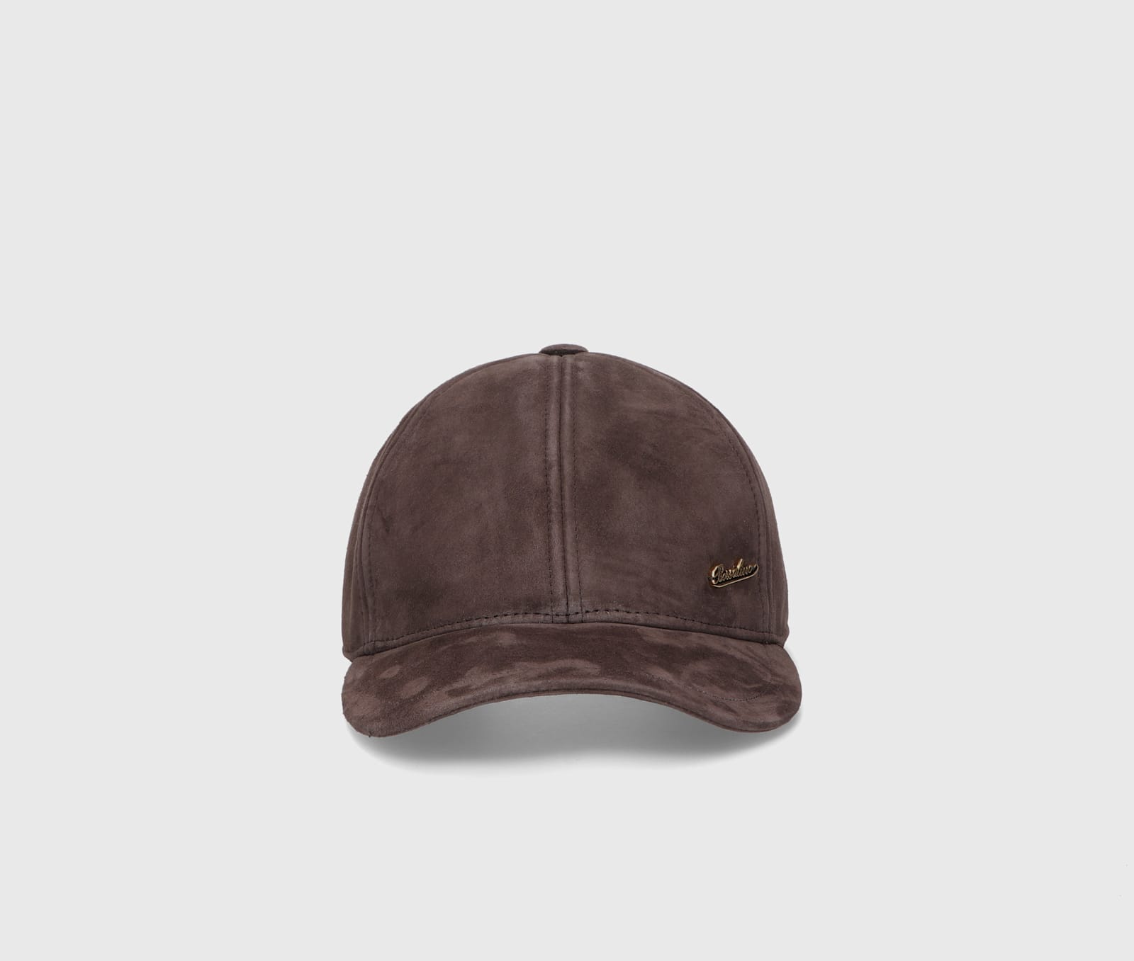 Shop Borsalino Otis Baseball Cap In Suede In Dark Brown/white