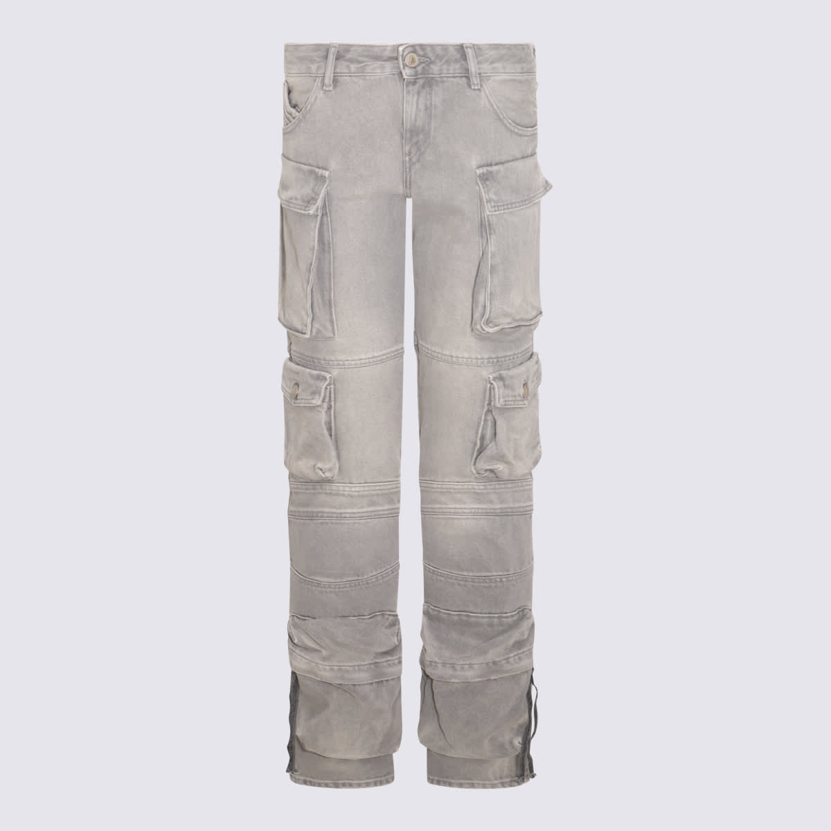 Shop Attico Grey Cotton Essie Cargo Jeans