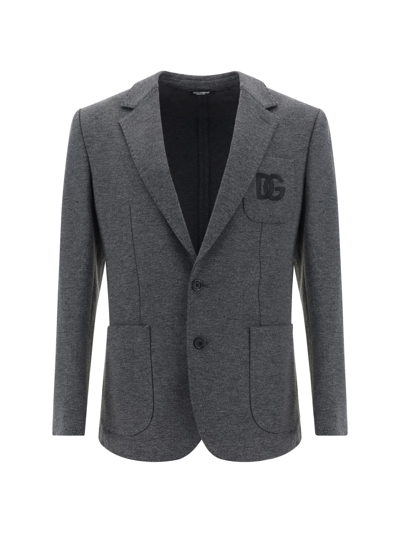 Shop Dolce & Gabbana Blazer Jacket In Melangegrigi