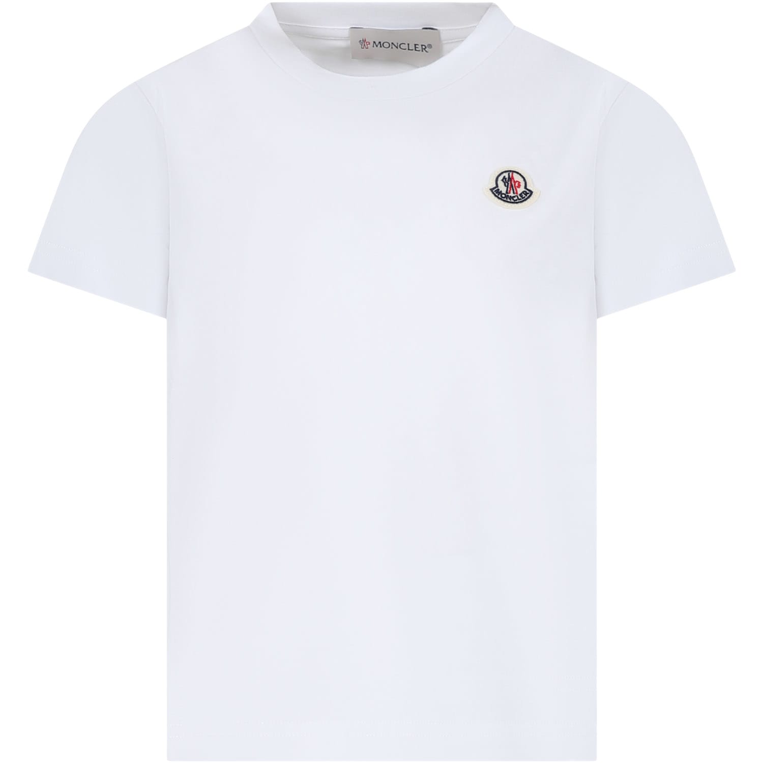 Shop Moncler White T-shirt For Kids With Logo