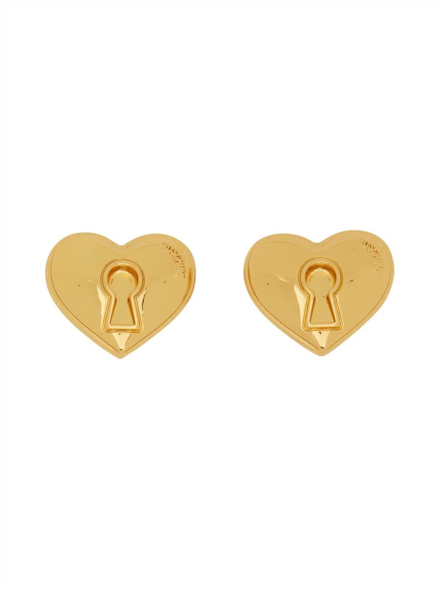 Shop Moschino Logo Earring In Gold