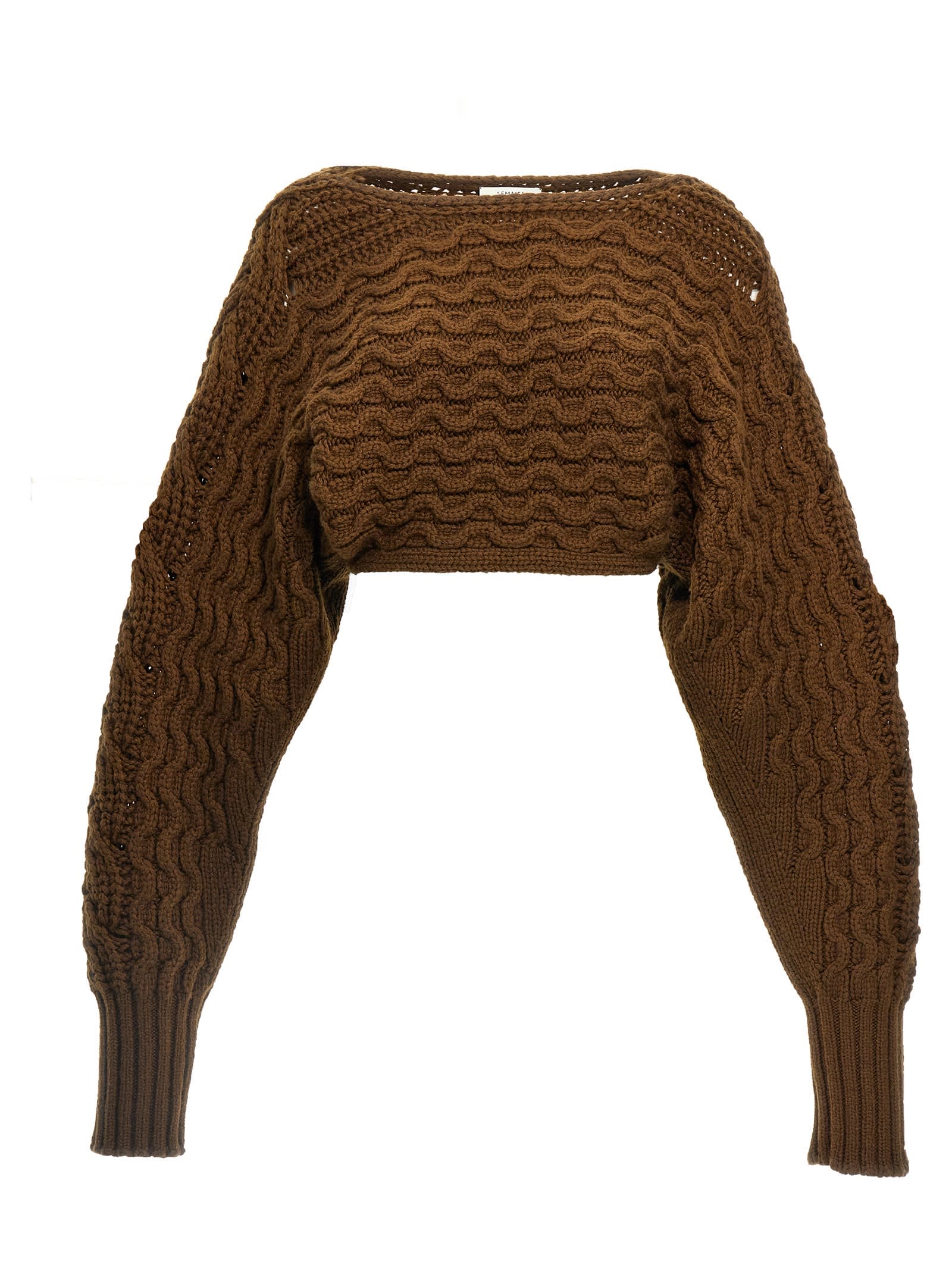 Shop Lemaire Cable Scarf Sweater In Brown