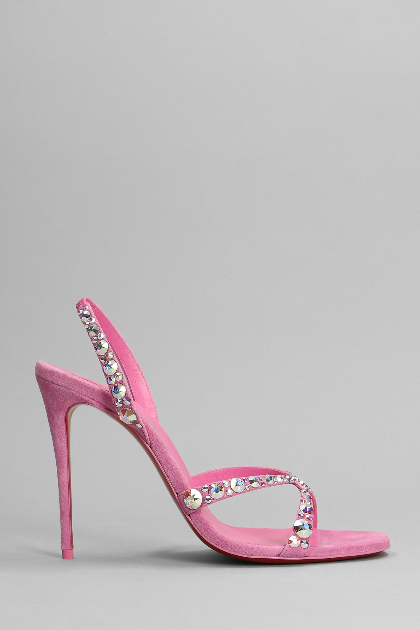 CHRISTIAN LOUBOUTIN EMILIE 100 SANDALS IN ROSE-PINK SUEDE