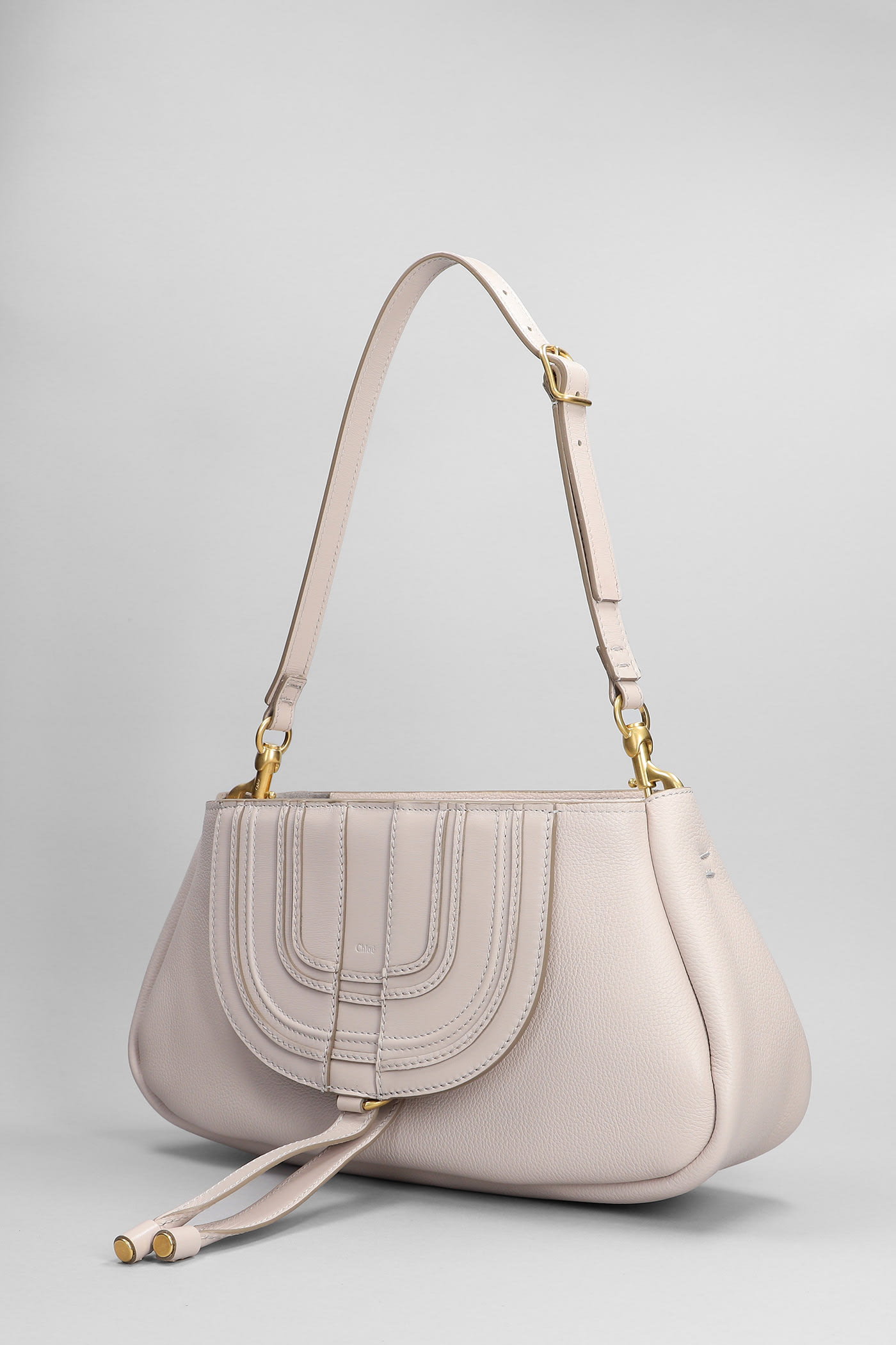 Chloé Marcie Shoulder Bag In Grey Leather In Grey