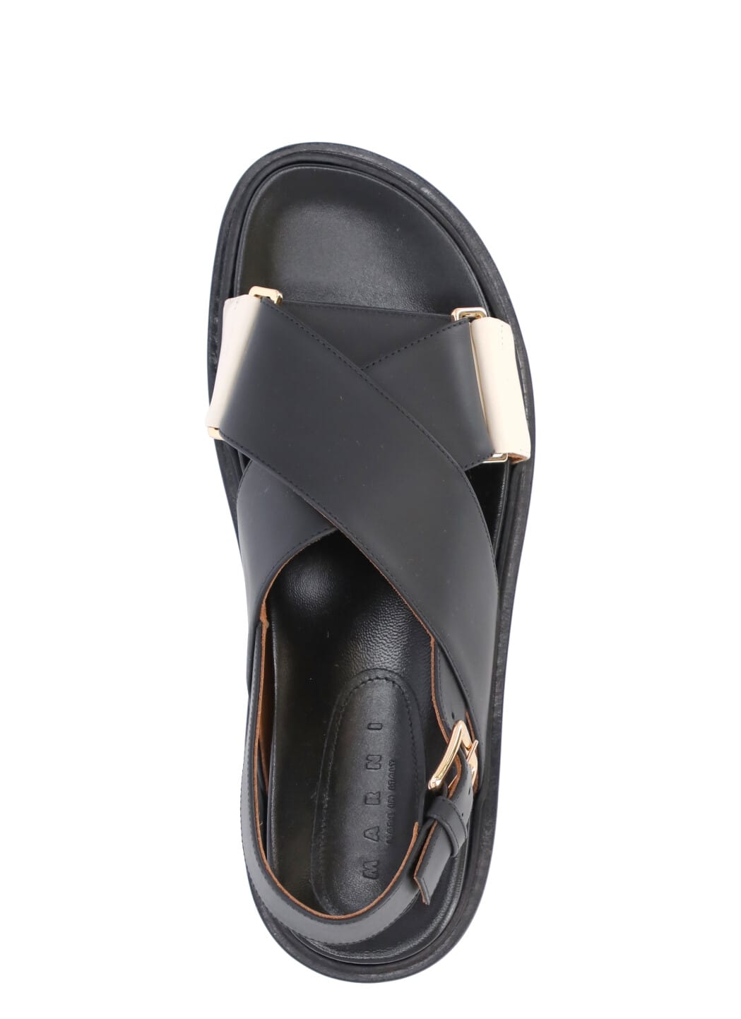 Cross-strap Side Buckled Flat Sandals In Black