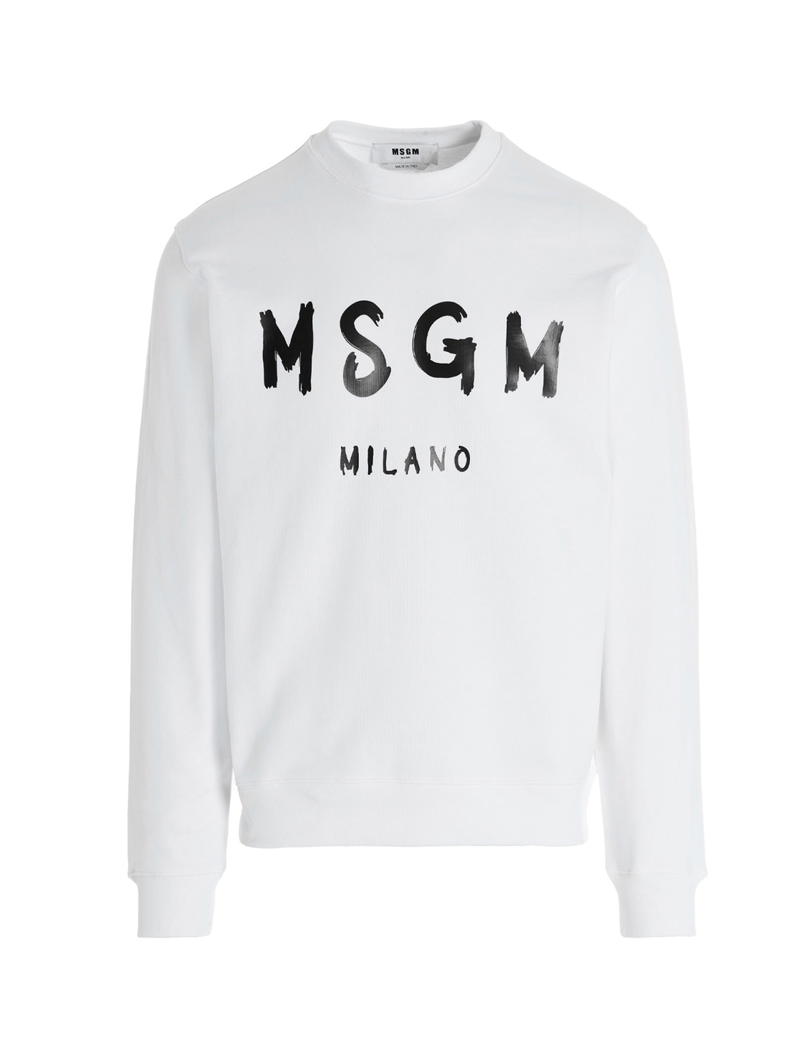 Shop Msgm Logo Sweatshirt In Bianco