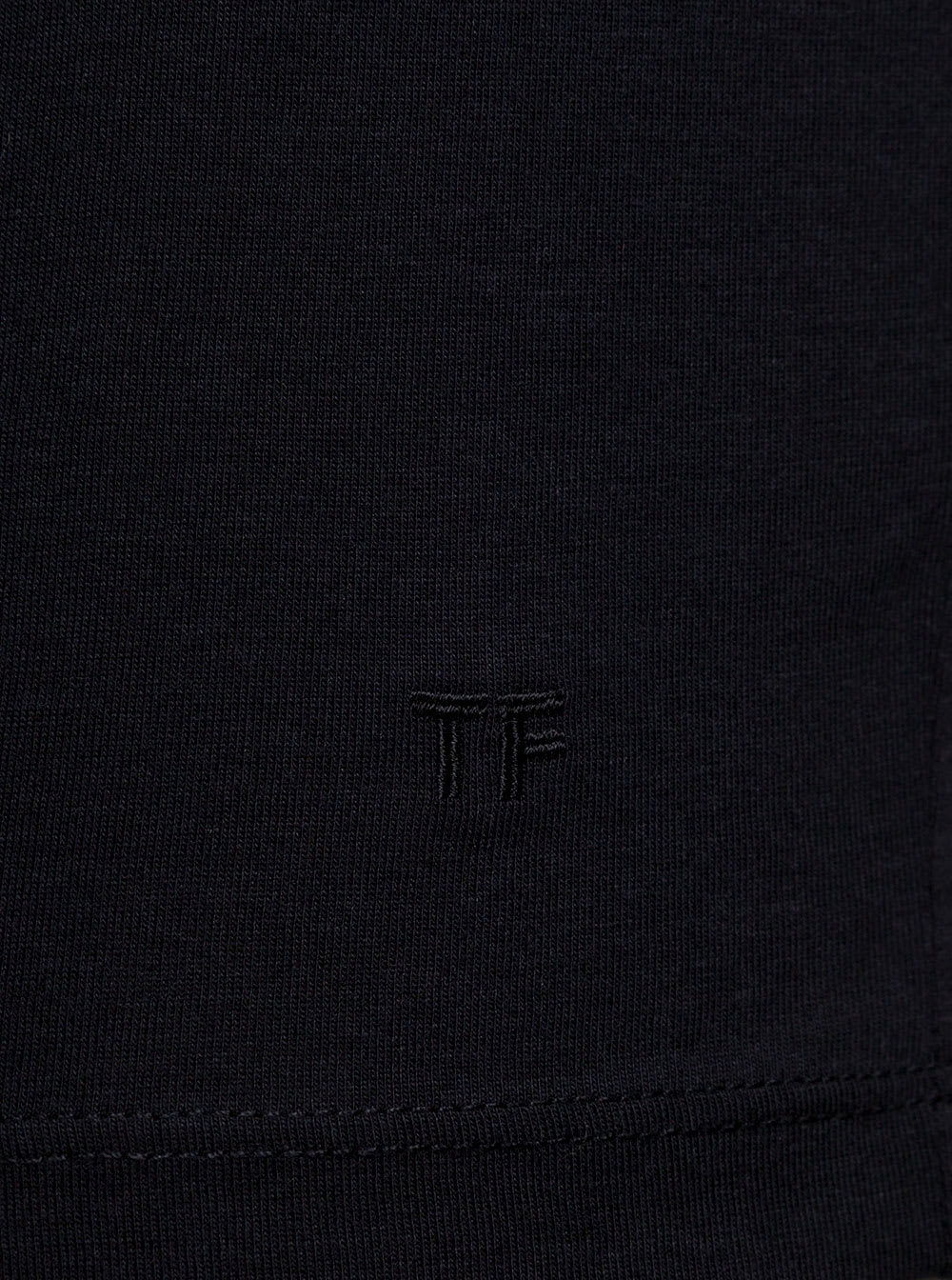 Shop Tom Ford Black Long Sleeve Top With Logo Embroidery In Cotton Blend Man