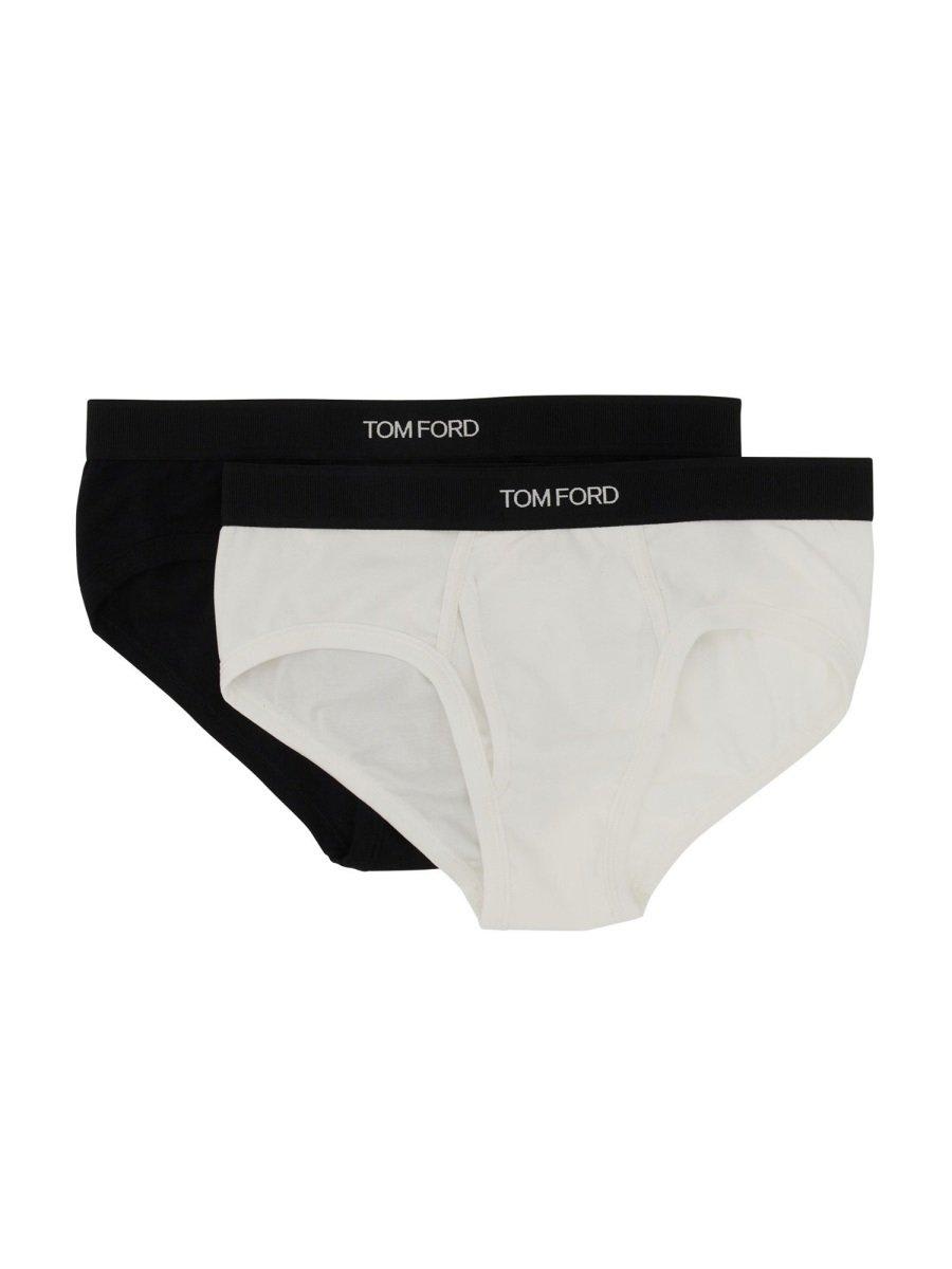 Shop Tom Ford Pack Of Two Logo Waistband Briefs In Black/white