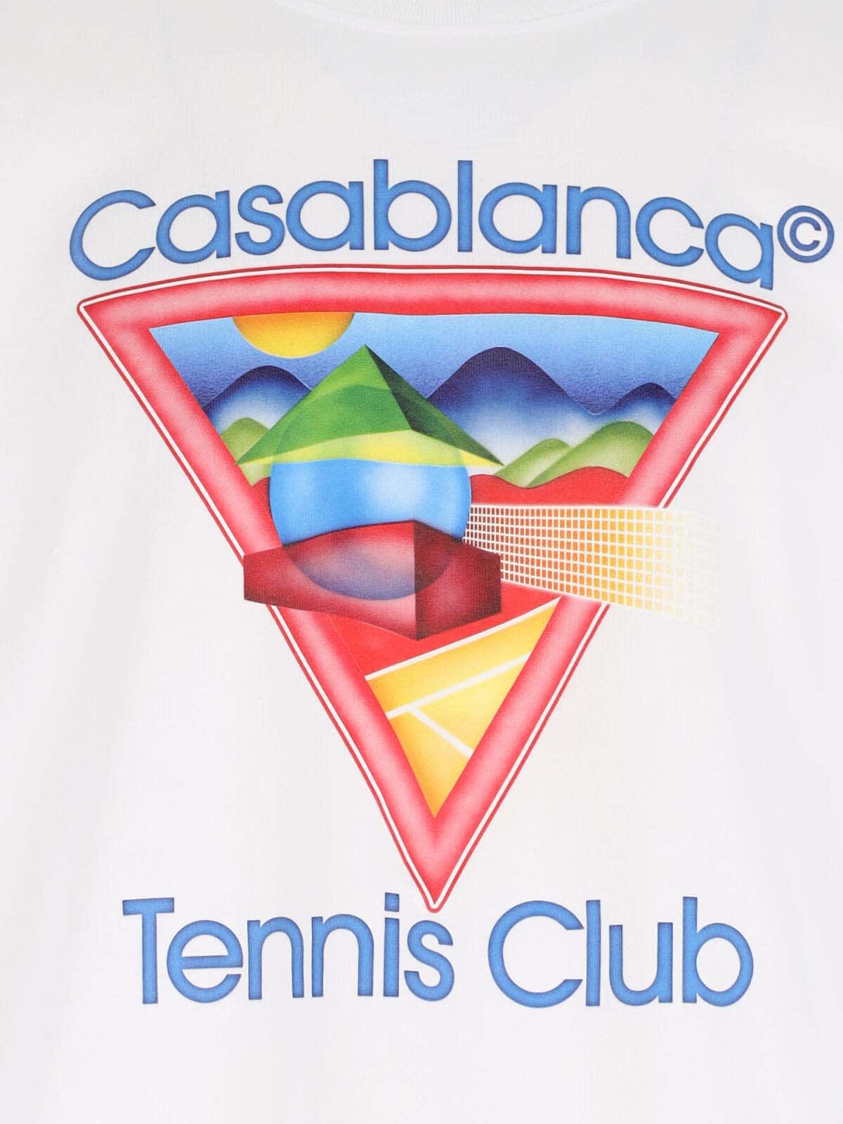 Casablanca White Crewneck T-shirt With Logo On The Front In Cotton Man In White