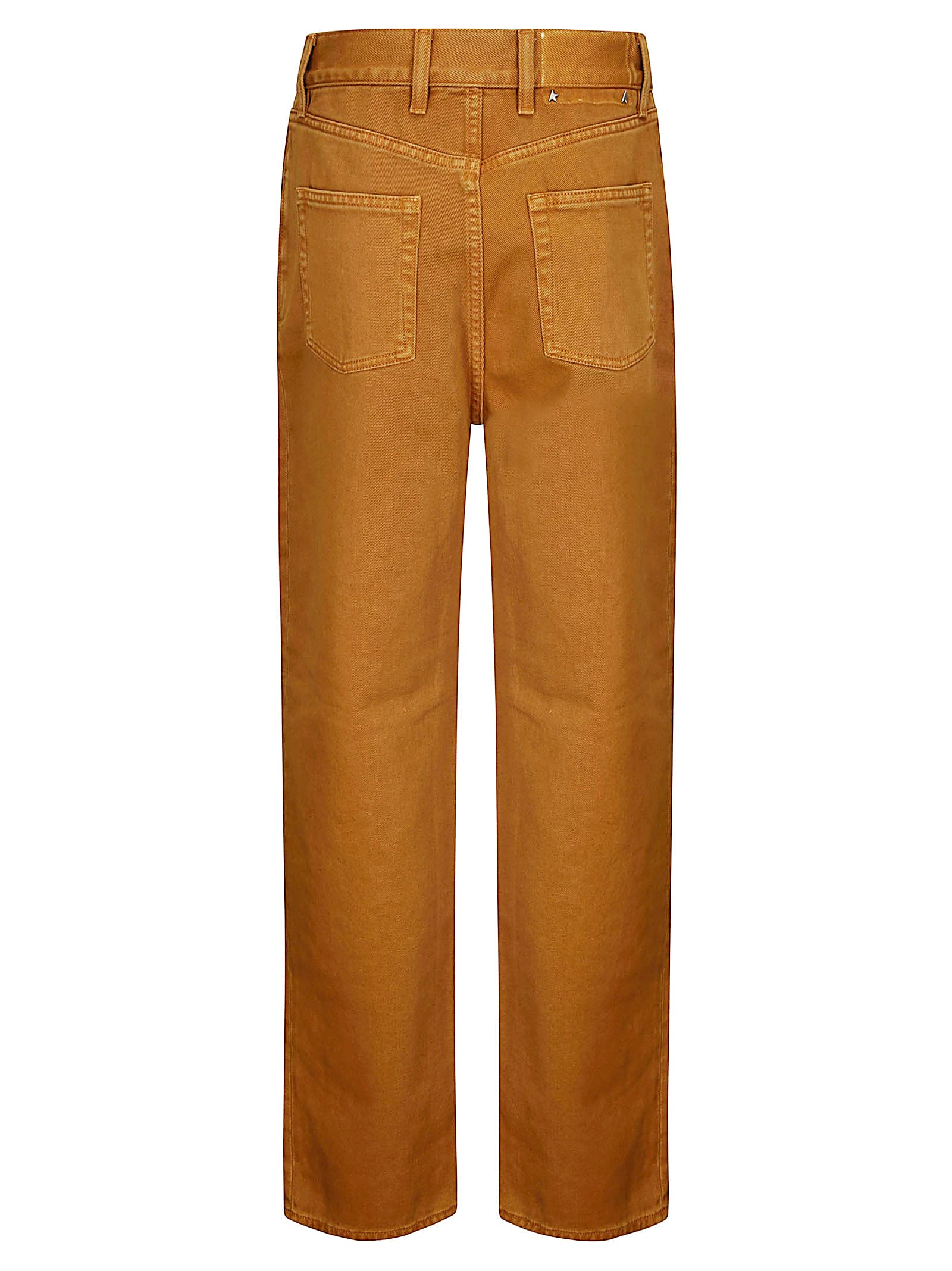 Golden Goose Journey Ws Pant Kim Long Leg Garment Dyed Embroid In Brown