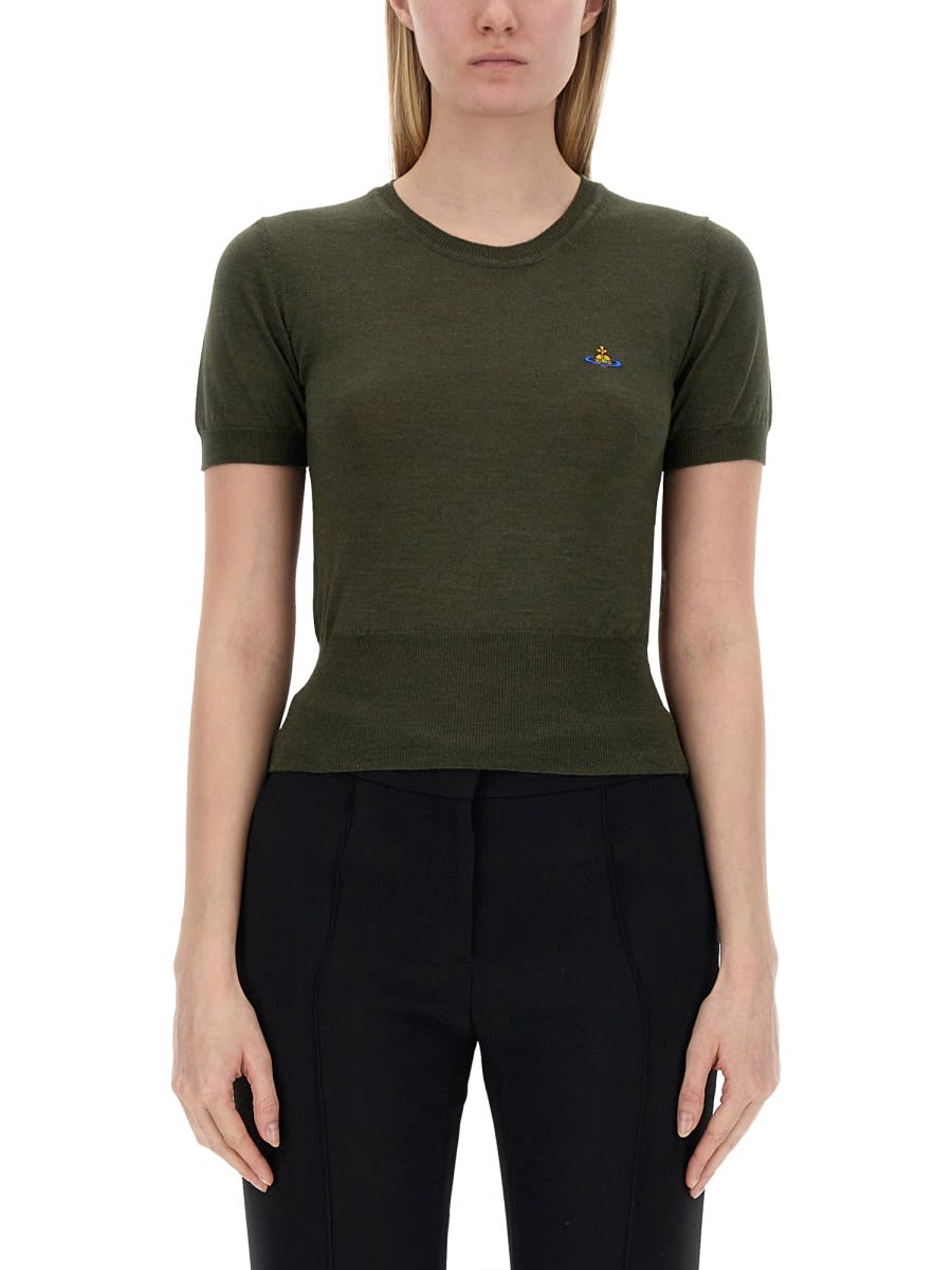 Vivienne Westwood Bea Orb-embroidered T-shirt In Green